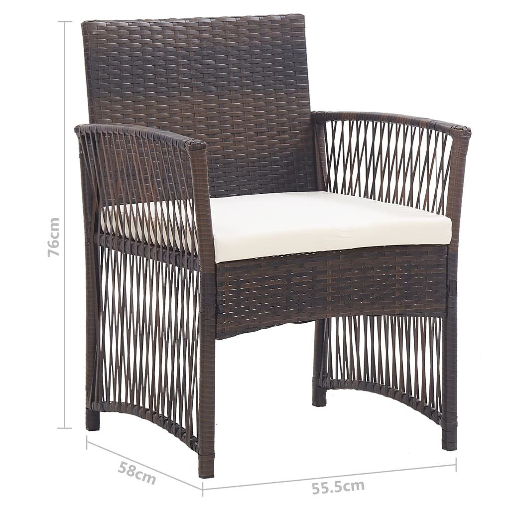 Sitzkissen furnicato Stk. Gartensessel 2 Rattan Braun mit Gartenstuhl Poly