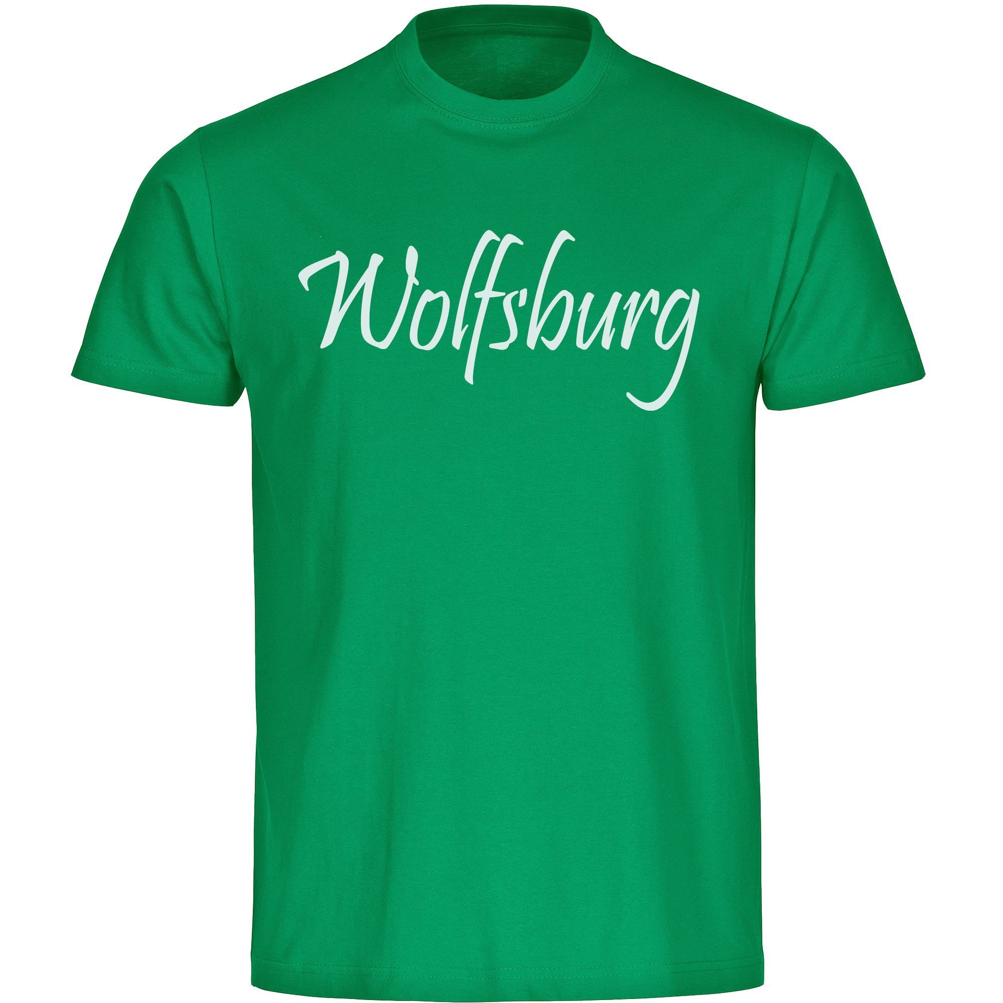 multifanshop T-Shirt Herren Wolfsburg - Schriftzug - Männer