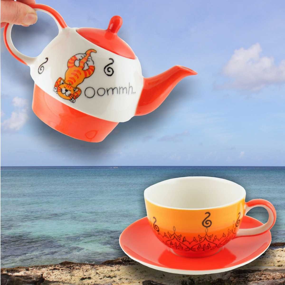 Teekanne Katze, (Set) Yoga l, Oommh Mila for-One Mila 0.4 Tee-Set- Keramik