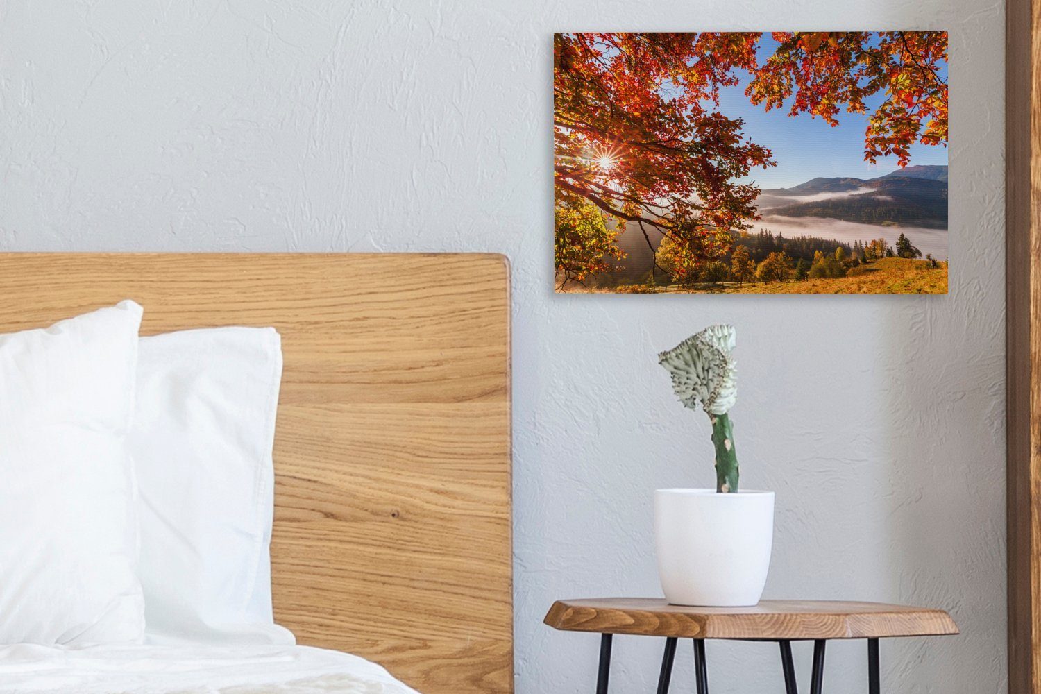 OneMillionCanvasses® Leinwandbild Herbst - Baum - Licht, Fotodruck (1 St), Leinwand Bilder Klein, Wand Dekoration Aesthetic 30x20 cm – Bild 4 von 5