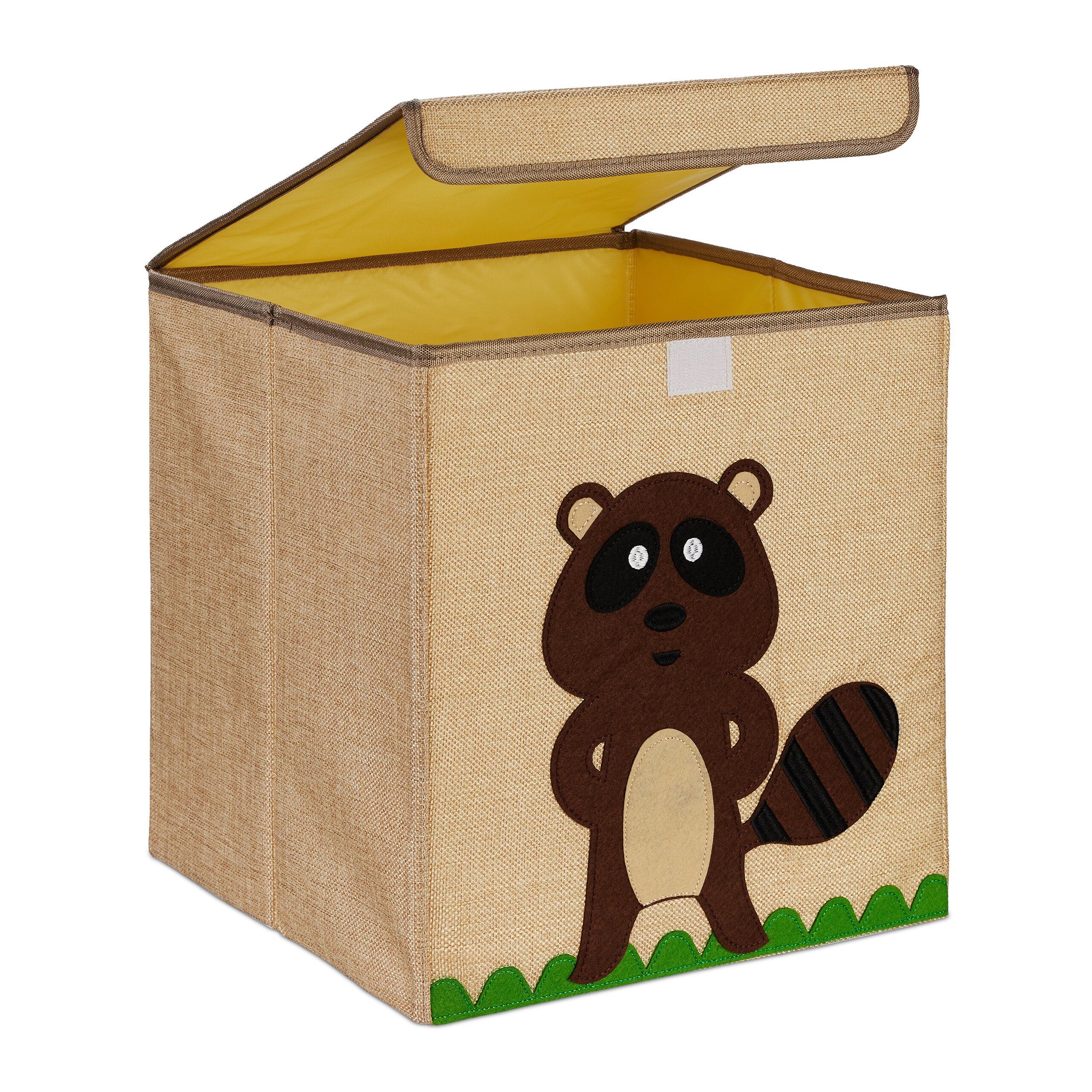 Braun Aufbewahrungsbox Biber Beige Aufbewahrungsbox Kinder, relaxdays für Schwarz