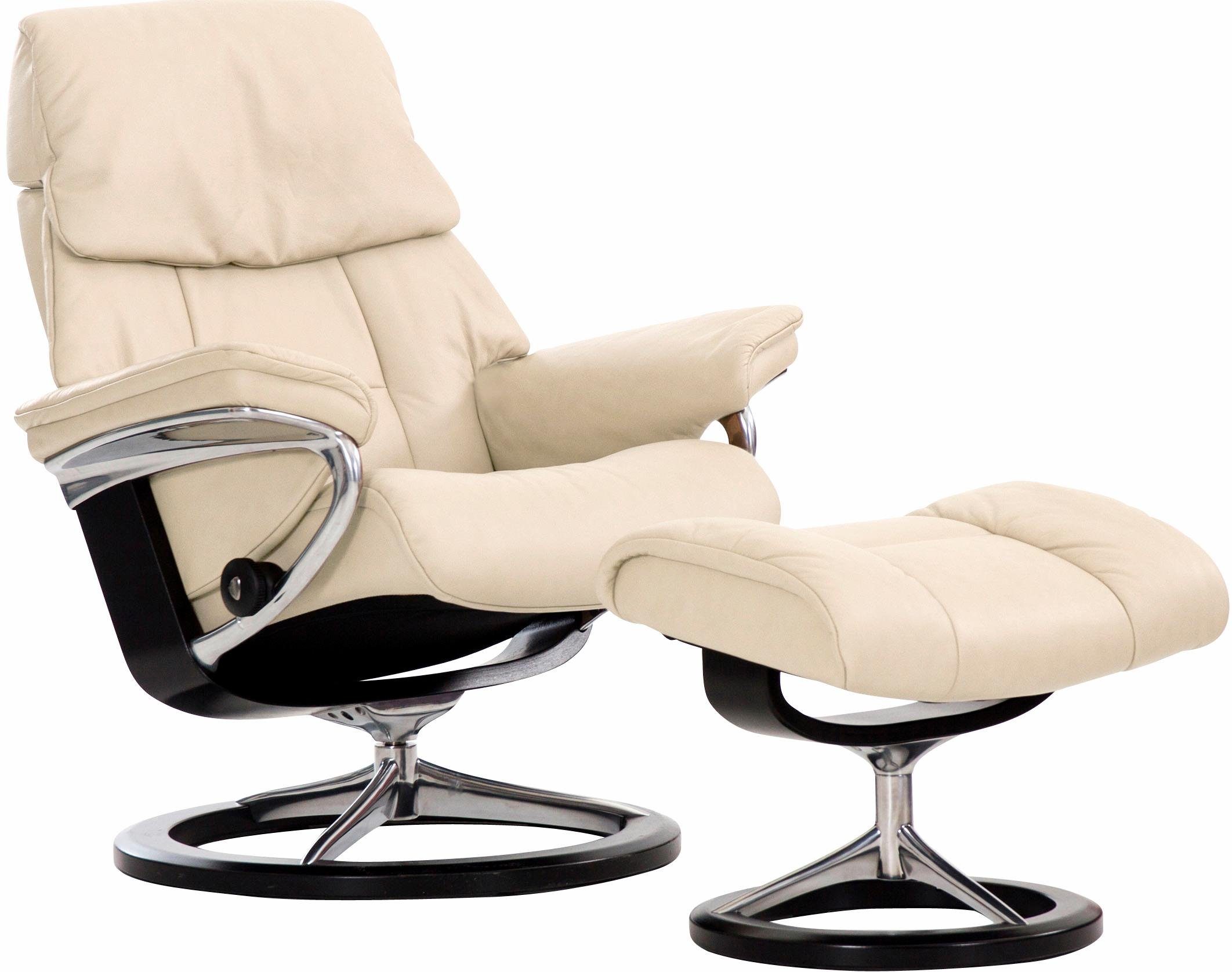 Stressless® Relaxsessel Ruby (Set, Relaxsessel mit Hocker), mit Signature Base, Größe L, Gestell Eiche, Wenge, Braun & Schwarz