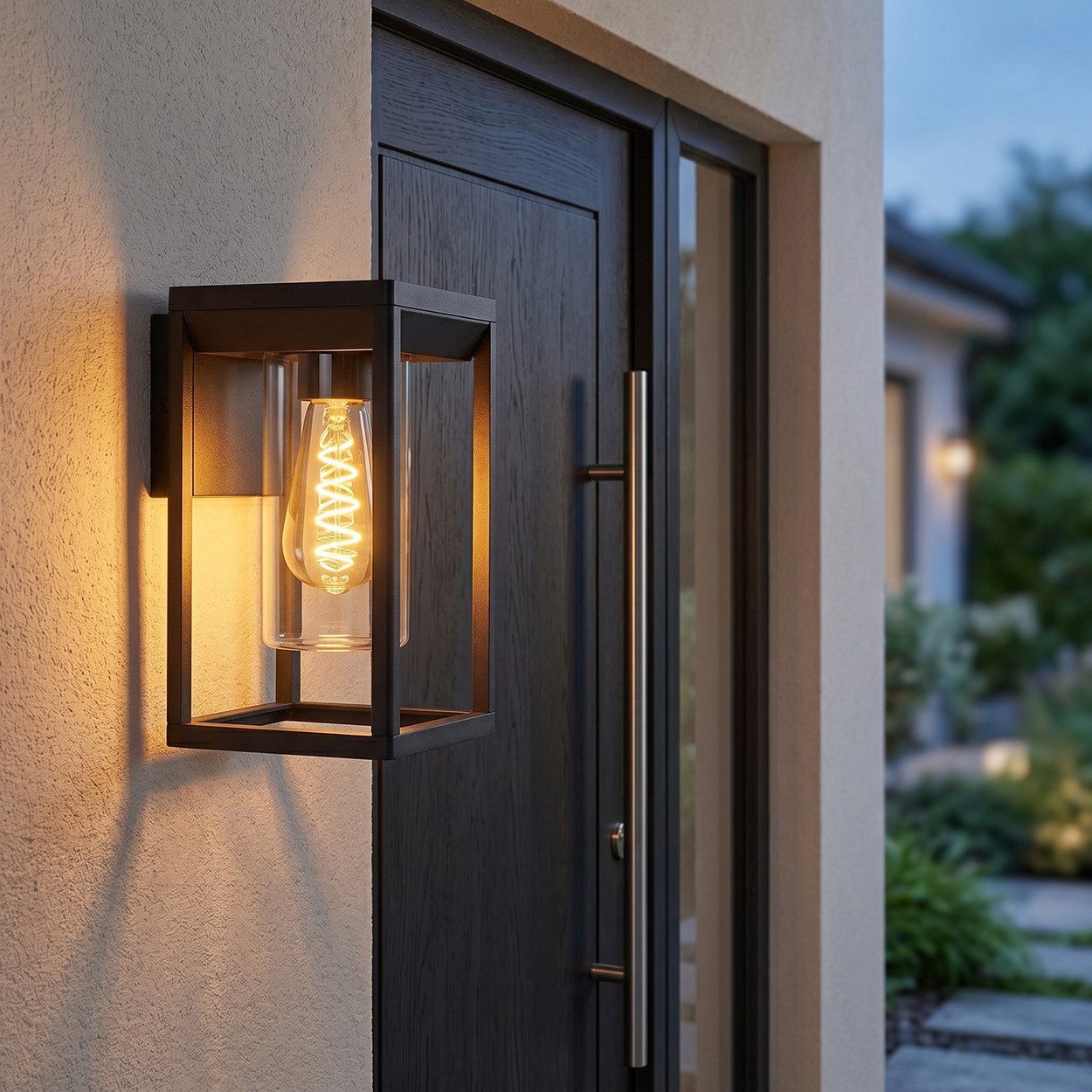 hofstein Außen-Wandleuchte »Besana« Außenleuchte aus Metall/Glas in Schwarz/Klar, ohne Leuchtmittel, Wandlampe abwärts E27, Wandleuchte mit Lichteffekt