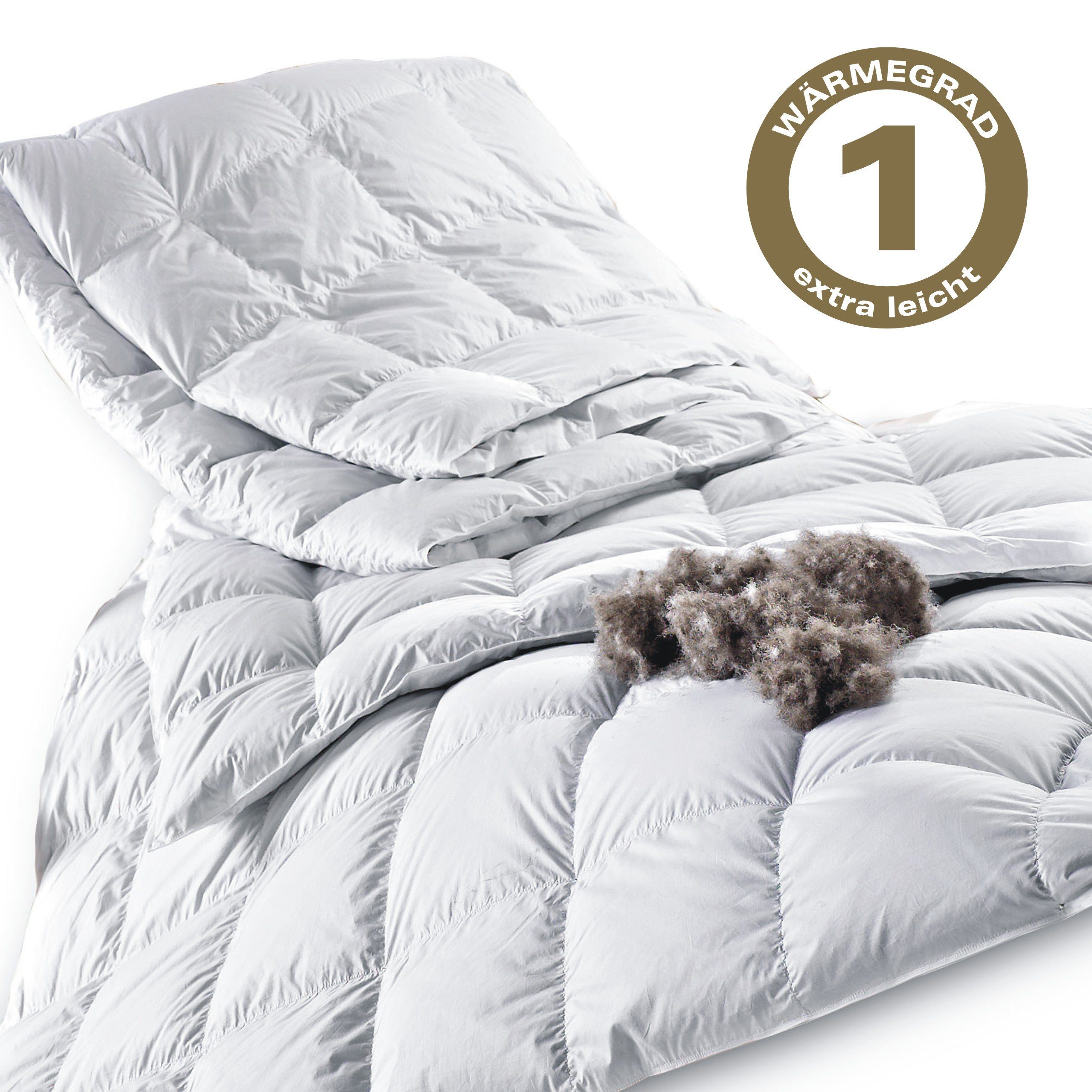 Königin der Nacht Daunenbettdecke ORIGINAL EIDERDAUNEN Sommerdecke (Wärmegrad 1), Füllung: 100% Eiderdaunen, für Allergiker geeignet