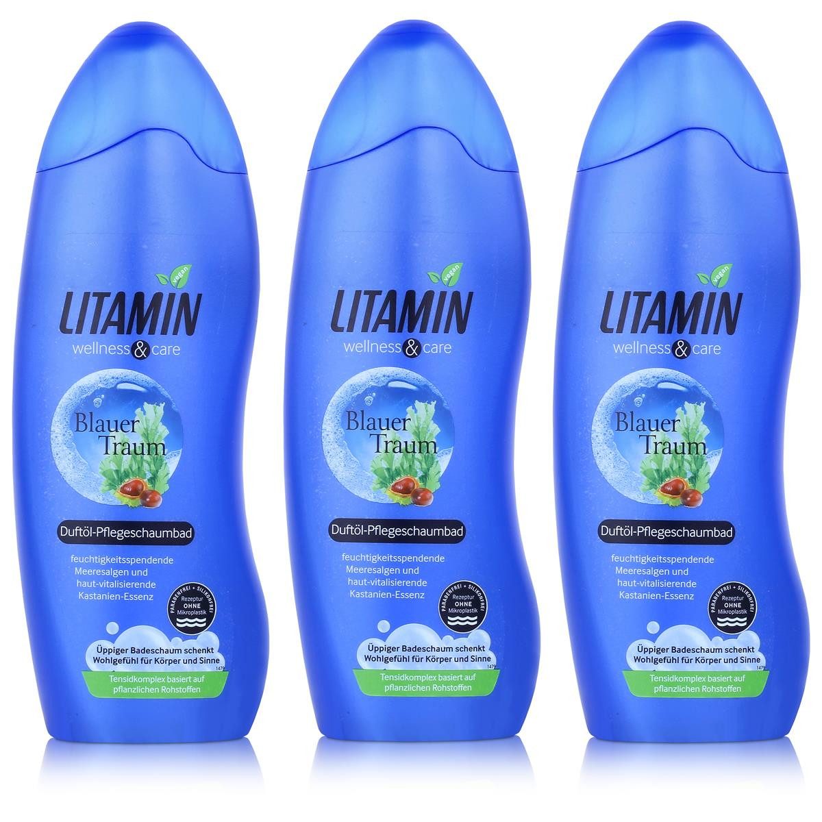 LITAMIN Badeschaum LITAMIN Duftöl-Pflegeschaumbad Blauer Traum 750ml Wellnes & Care (3er