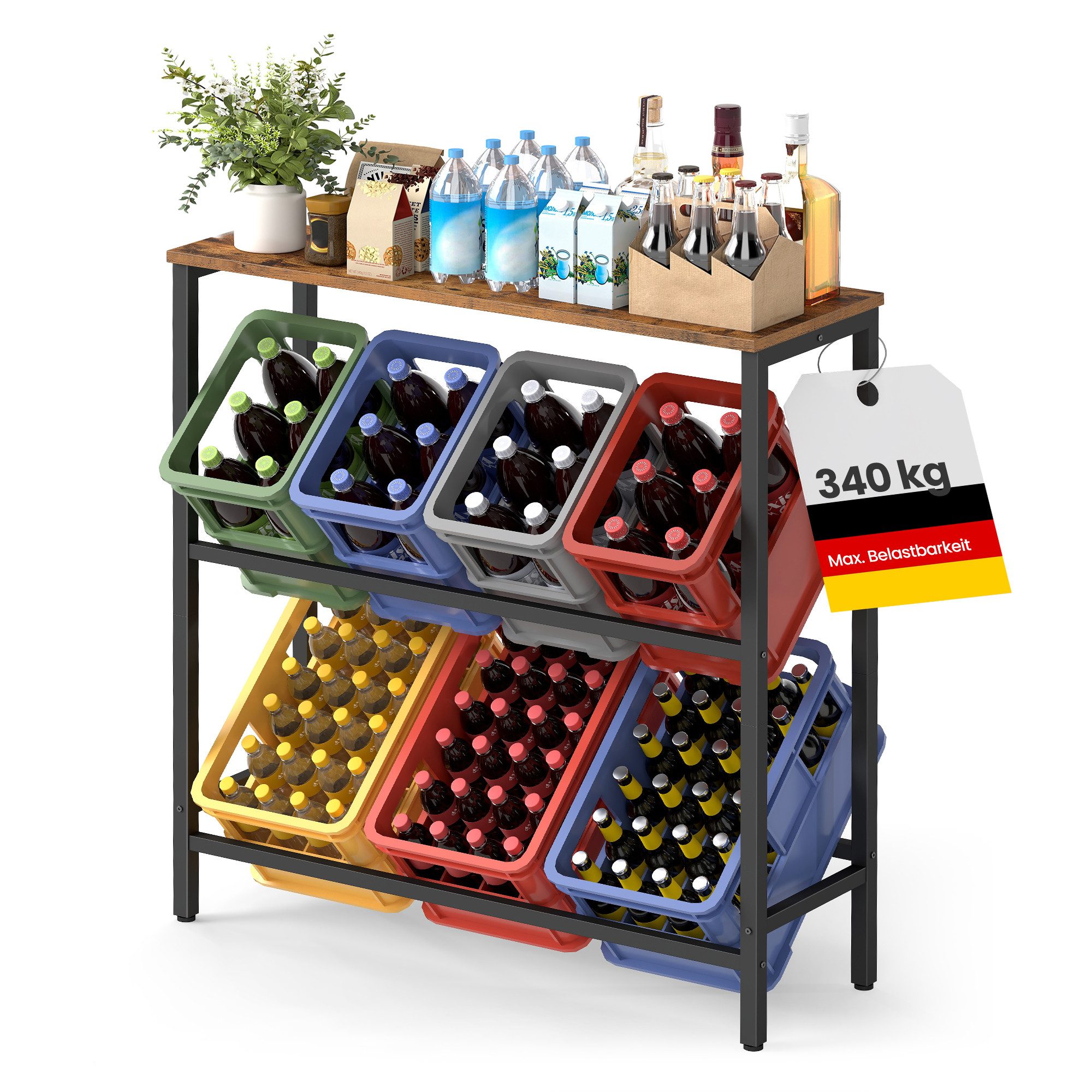 SONGMICS Flaschenregal Getränkekistenregal Aufbewahrungsregal Getränkeregal günstig online kaufen