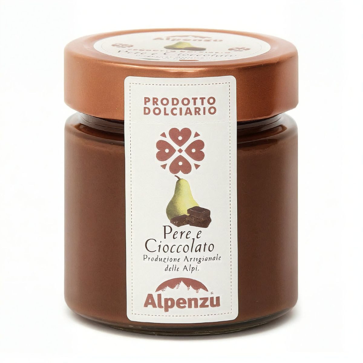 Alpenzu Fruchtaufstrich Aufstrich Birne und Schokolade, Prodotto Dolciario Pere e Cioccolato, 270 g, Ohne Konservierungsmittel und Farbstoffe.