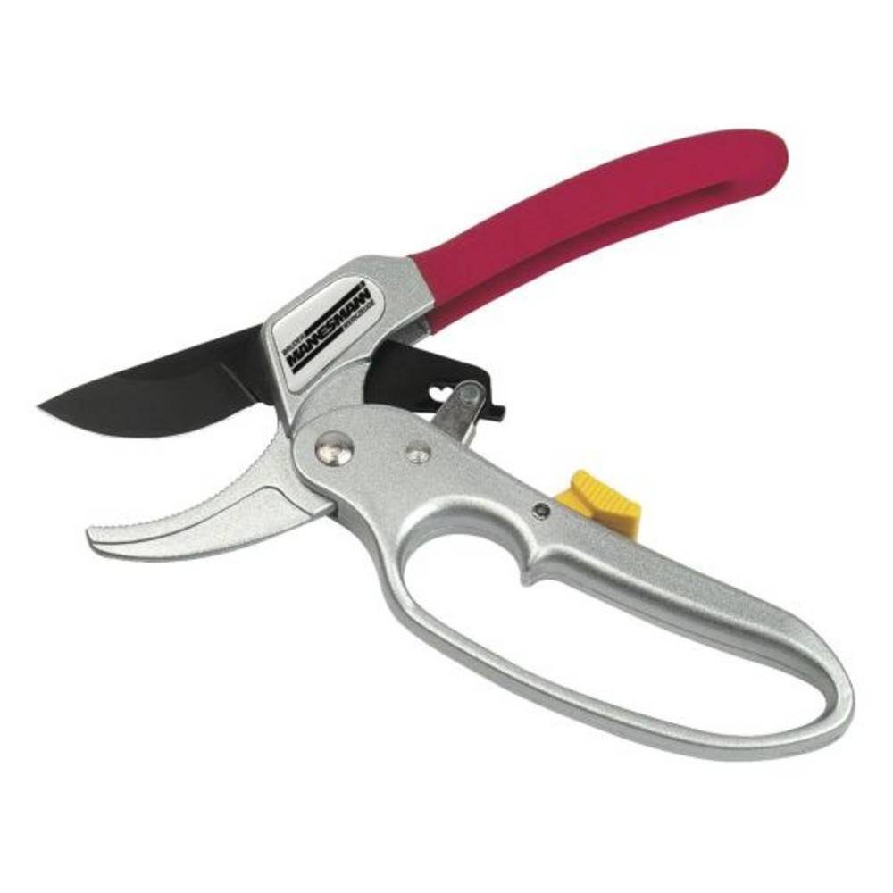 Brüder Mannesmann Werkzeuge Gartenschere Alu-Gartenschere M63210, Antihaftbeschichtet, Einhand-Sicherheitsverschluss