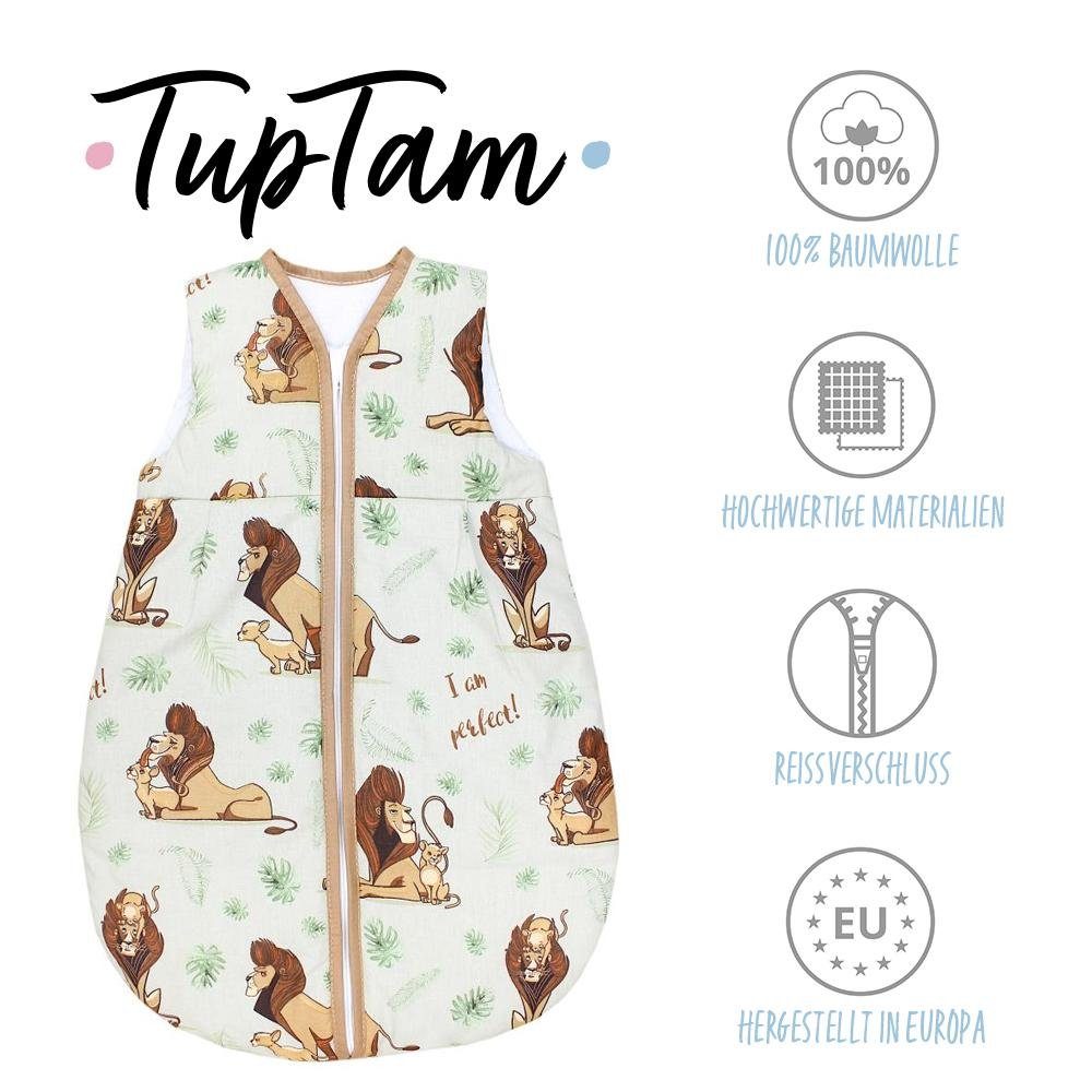 TupTam Babyschlafsack Braun Löwe / TEX TOG zertifiziert OEKO- 2.5 / unisex wattiert ärmellos Grün