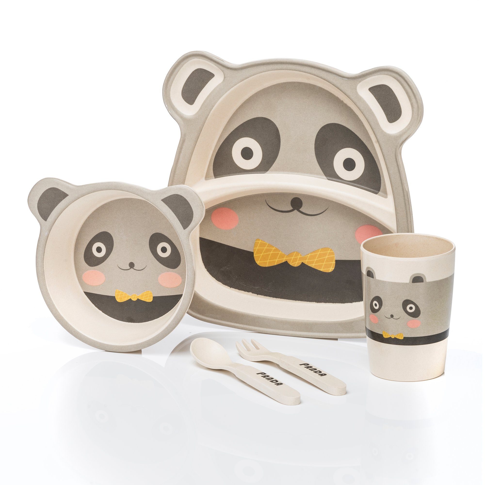 all Kids United Kindergeschirr-Set ALL KIDS UNITED 5-tlg. Kindergeschirr-Set mit Tier-Motiv (5-tlg), BPA-freier Kunststoff, Teller, Schüssel, Besteck, Becher