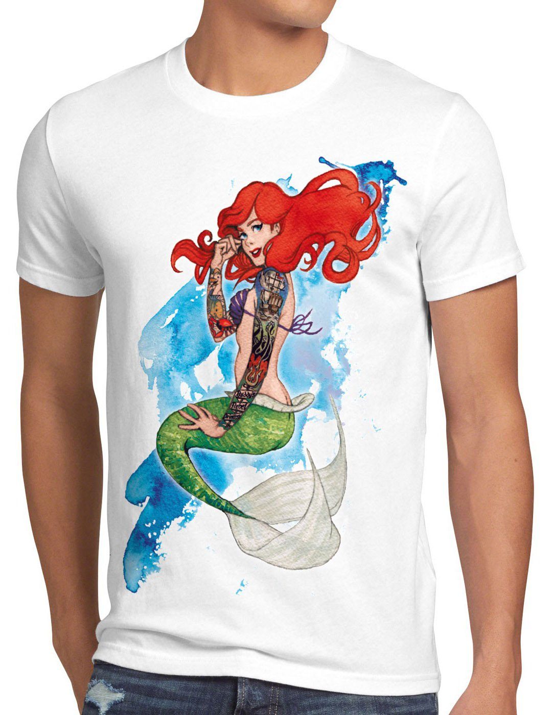 style3 T-Shirt Arielle Tattoo meerjungfrau tätowiert biker rock punk usa strand