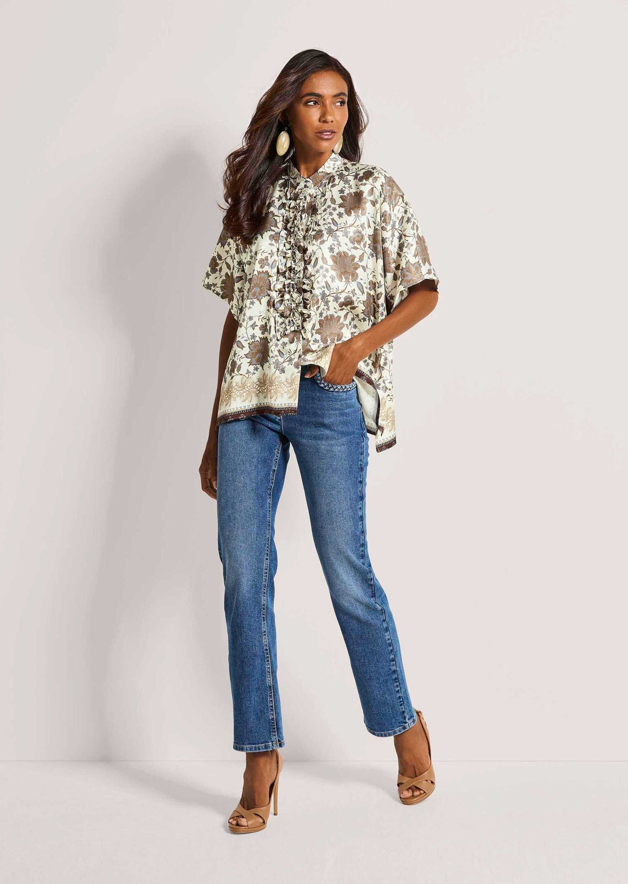 MADELEINE Kurzarmbluse Sommerbluse mit floralem Muster Oversized-Bluse mit günstig online kaufen