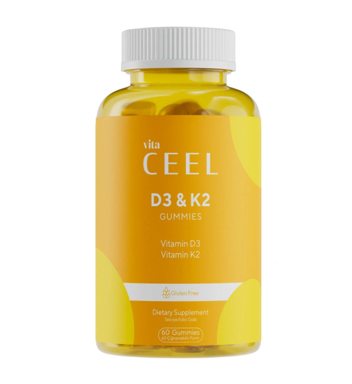 VİTA CEEL Vitamin D3 K2 Gummies - Orangengeschmack, 60 Stück zum Kauen Gummıes, 60 St., 240 g, Vitamin D3 und K2