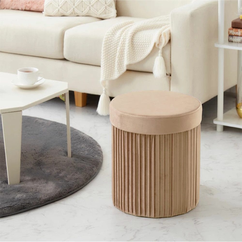 Zedelmaier Sitzhocker Runder Samt Aufbewahrungshocker Polsterhocker Hocker