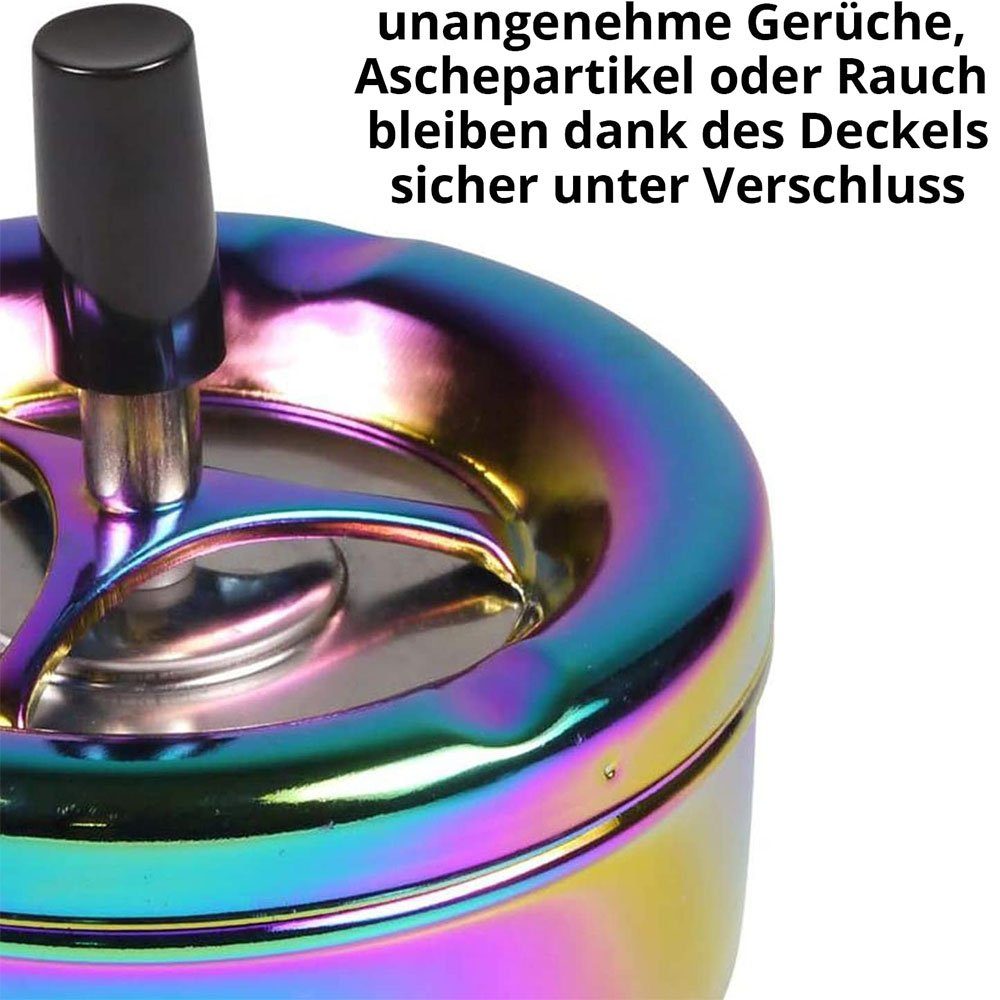 Regenbogen-Design, 11 cm bunt, Drehascher TUABUR Aschenbecher