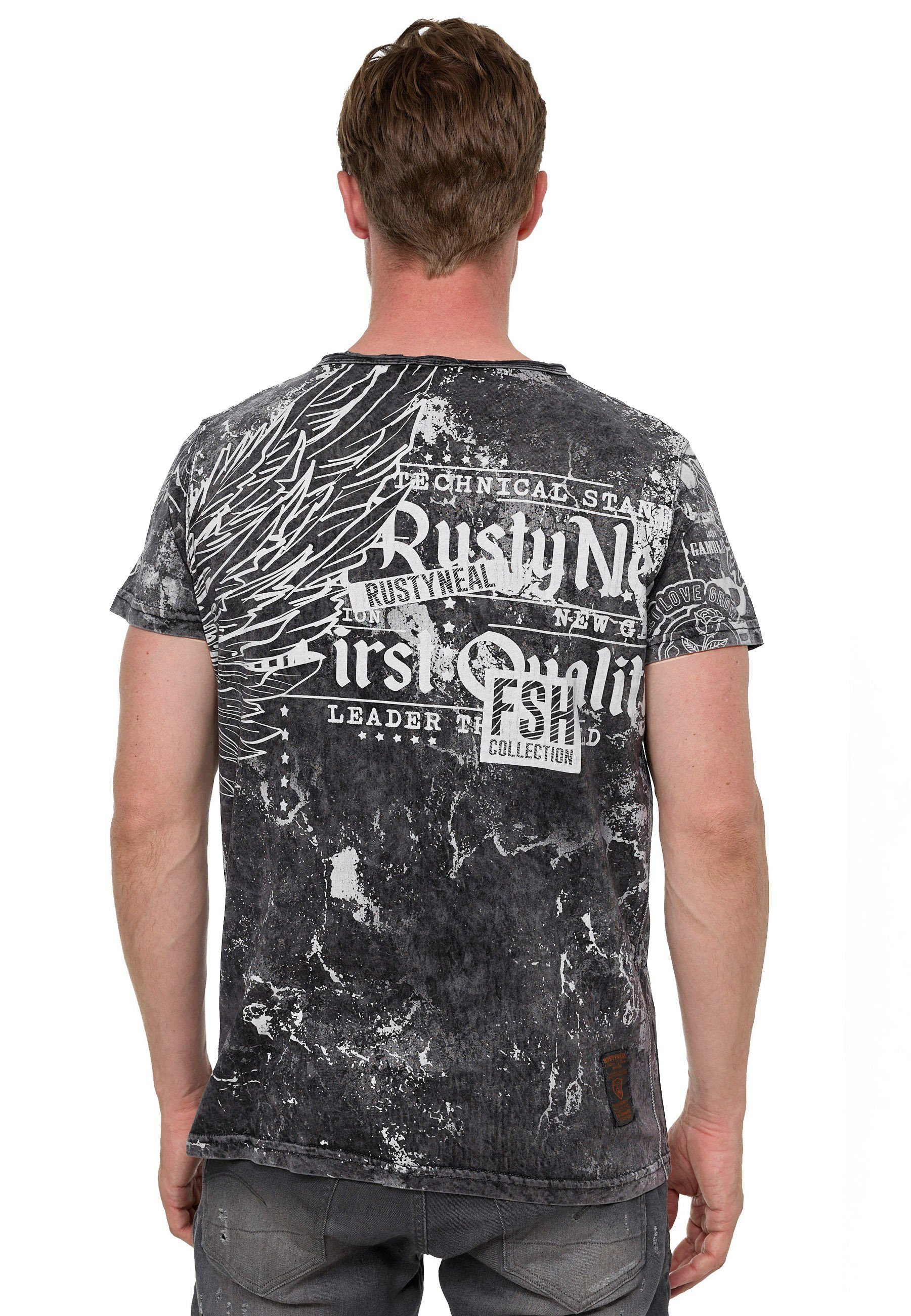 schwarz mit Neal Rusty Rusty Allover-Print T-Shirt Neal