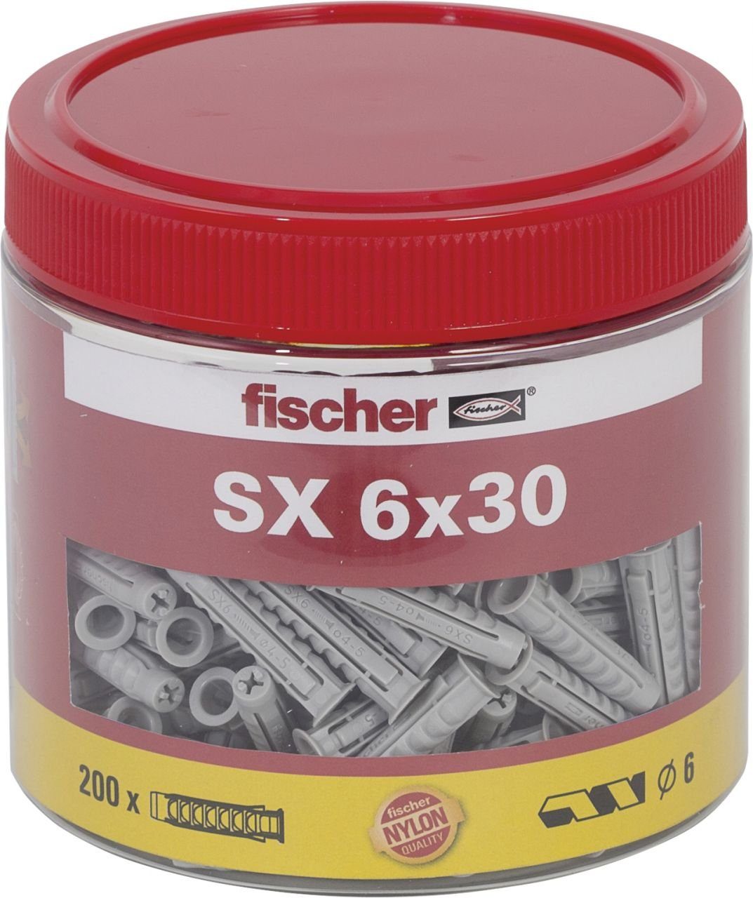 fischer - und 200 Spreizdübel Fischer SX mm 6.0 x Stück Dübel-Set 30 Befestigungstechnik Fischer Schrauben-