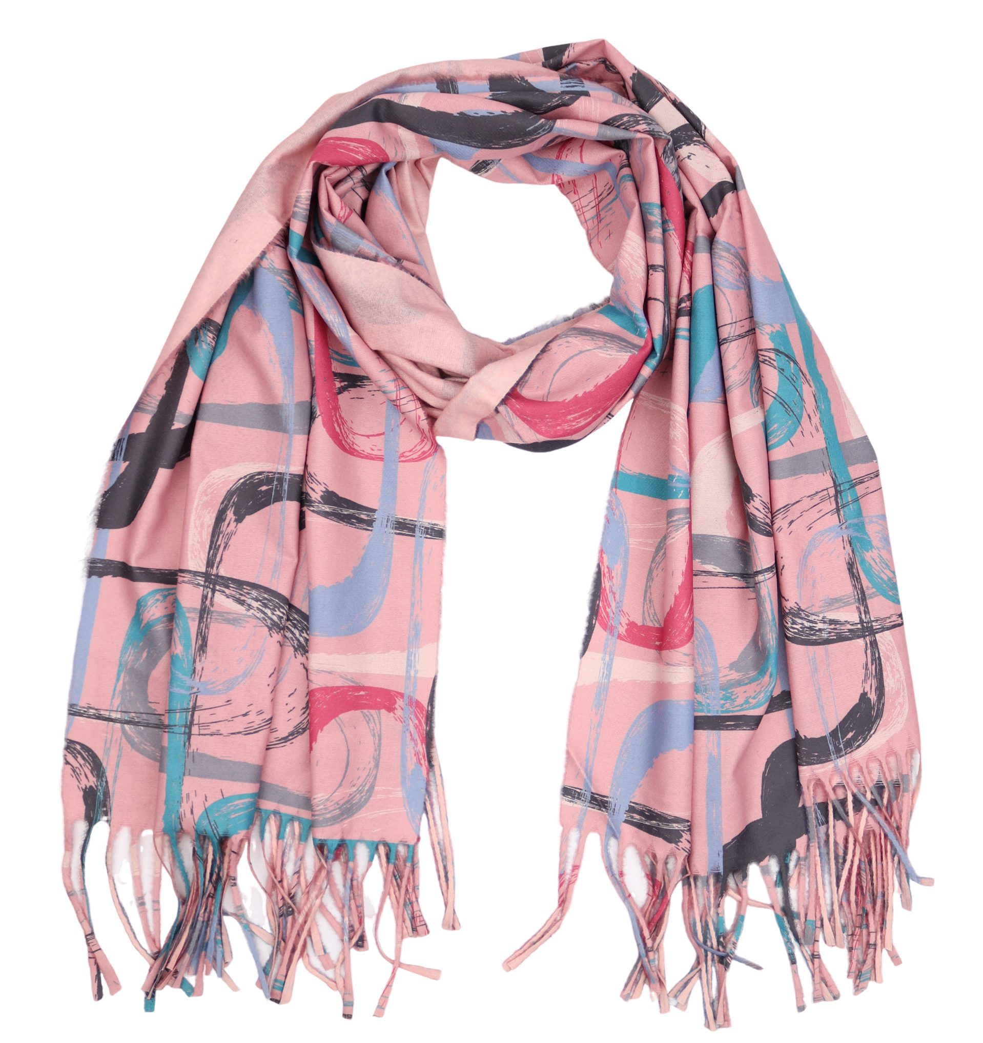 MIRROSI Modeschal weicher und warmer Schal Ring Muster mit Fransen, 70x180c günstig online kaufen