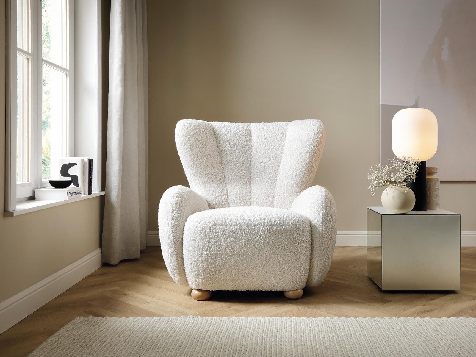 Compleo Sessel bequem, skandinavischer, Boho Stil, gemütliches Wohnzimmer