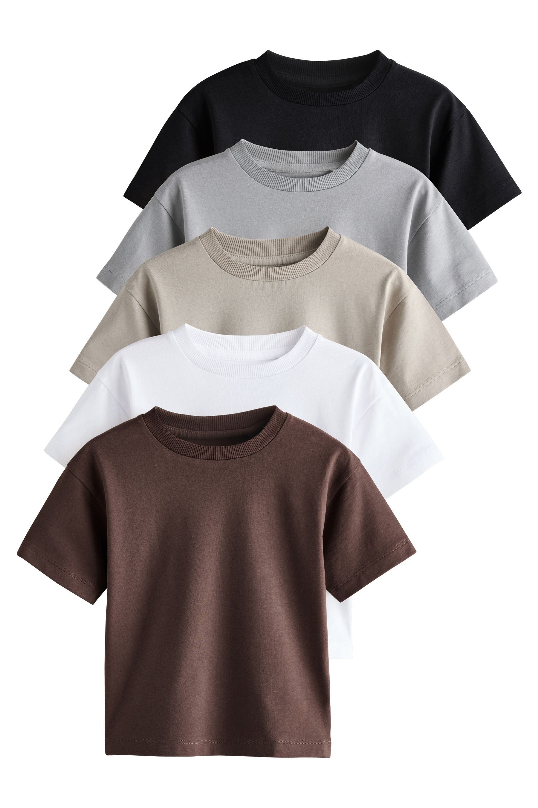 T-Shirt Kurzärmelige schlichte T-Shirts im 5er-Pack