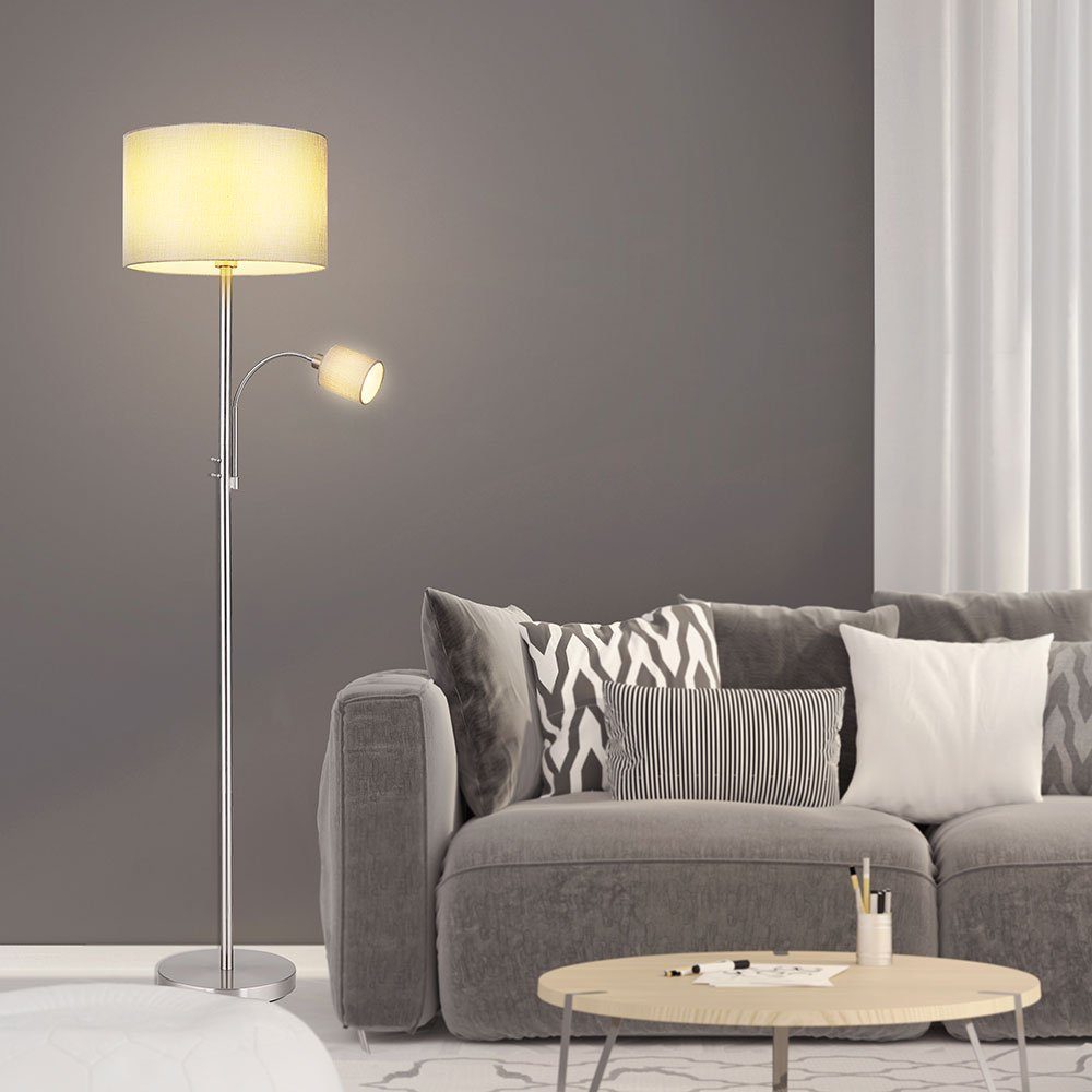 Textil Leuchtmittel Leselampe mit Deckenfluter, Wohnzimmer, Deckenfluter Stehlampe Globo inklusive, nicht