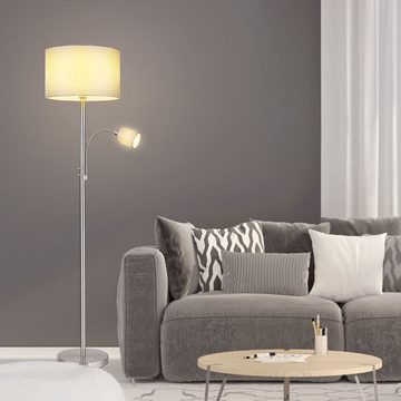 Globo Deckenfluter, Leuchtmittel nicht inklusive, Deckenfluter mit Leselampe Stehlampe Wohnzimmer, Textil