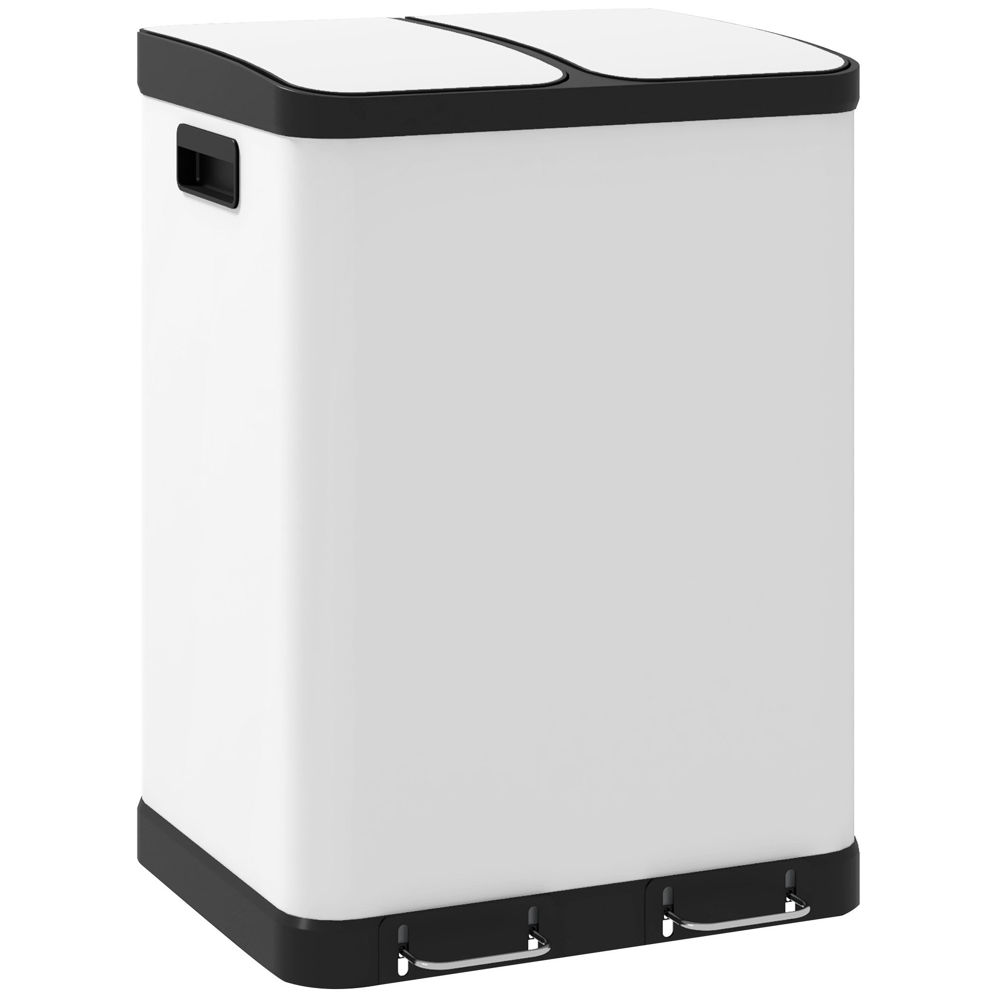 HOMCOM Mülltrennsystem Mülltrennsystem 2 x 30L, Treteimer mit Softclose-Deckel, 2x30L, Softclose-Deckel, herausnehmbar, fingerabdruckresistent