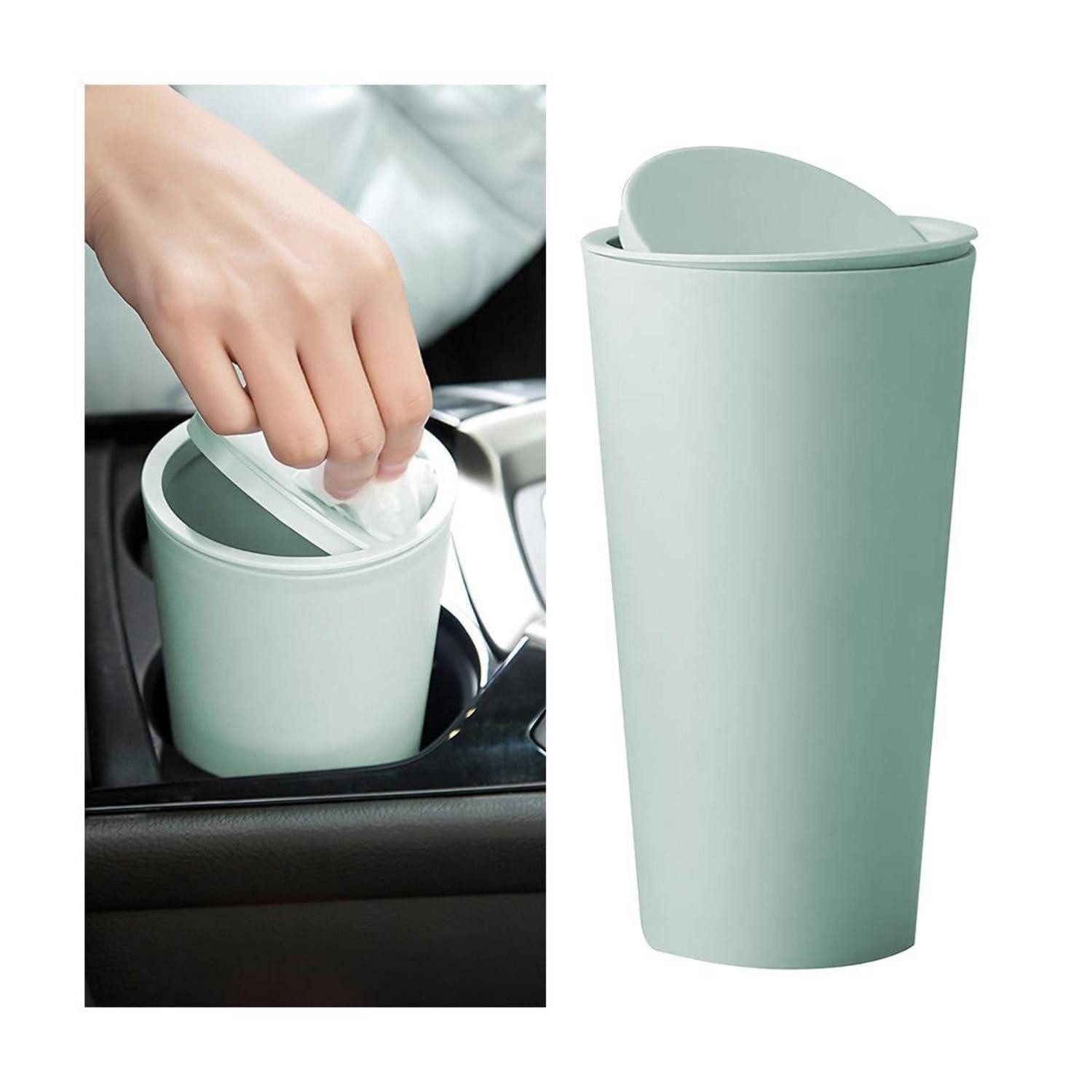 LuxusKollektion Mülleimer Auto Mülleimer Mini Deckel Plastik Tragbar Universal Hellgrün, Mülltonne
