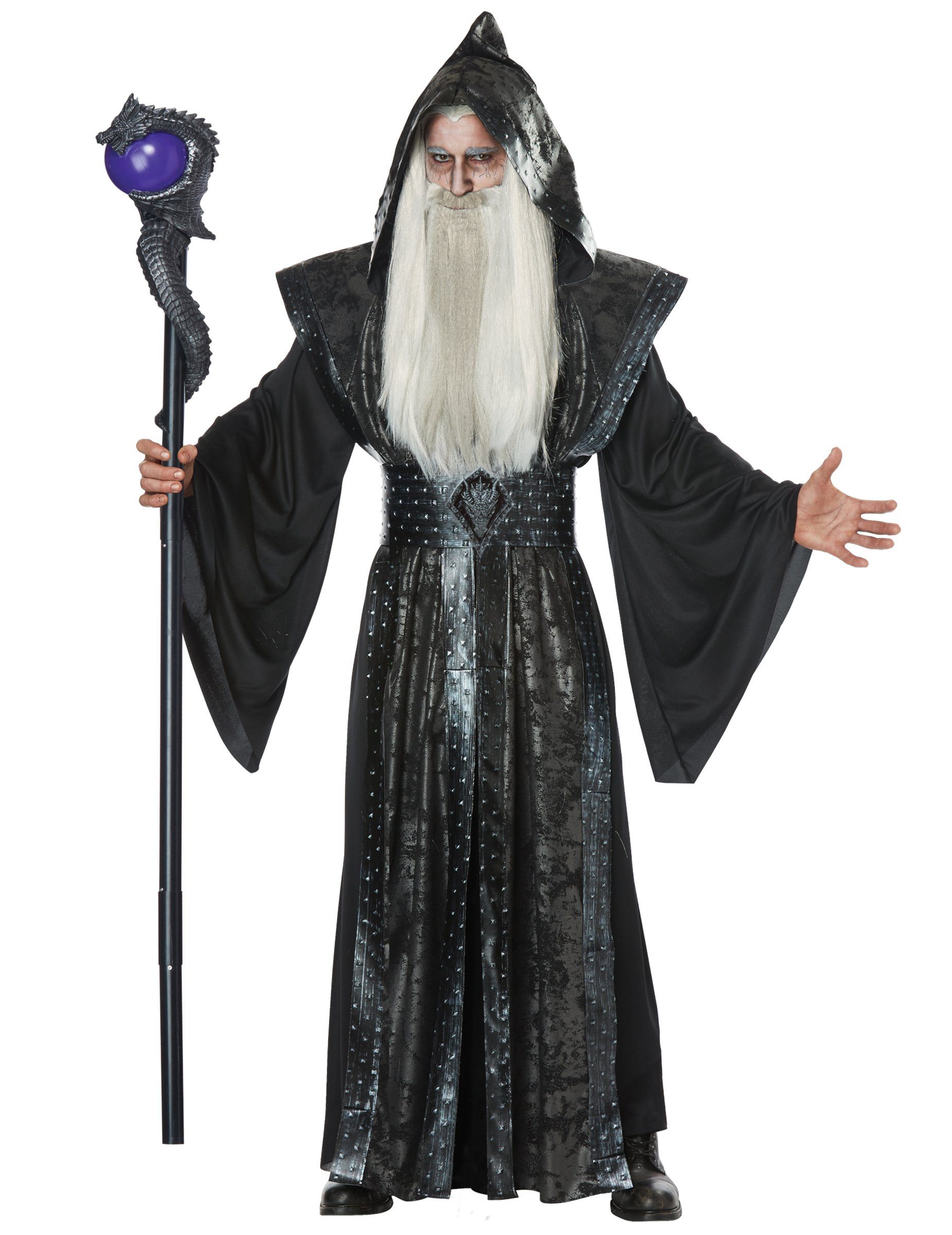 California Costumes Hexen-Kostüm Schwarzer Magier Kostüm Hexenmeister-Kostüm schwarz