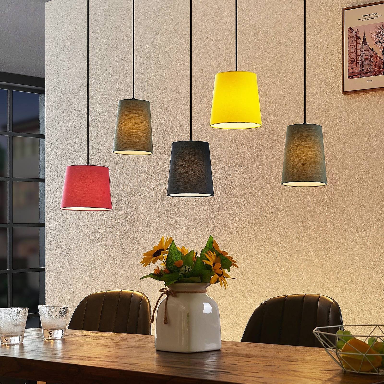 Lindby Hängeleuchte Amilia, dimmbar, Glühlampen, Holz, günstig online kaufen