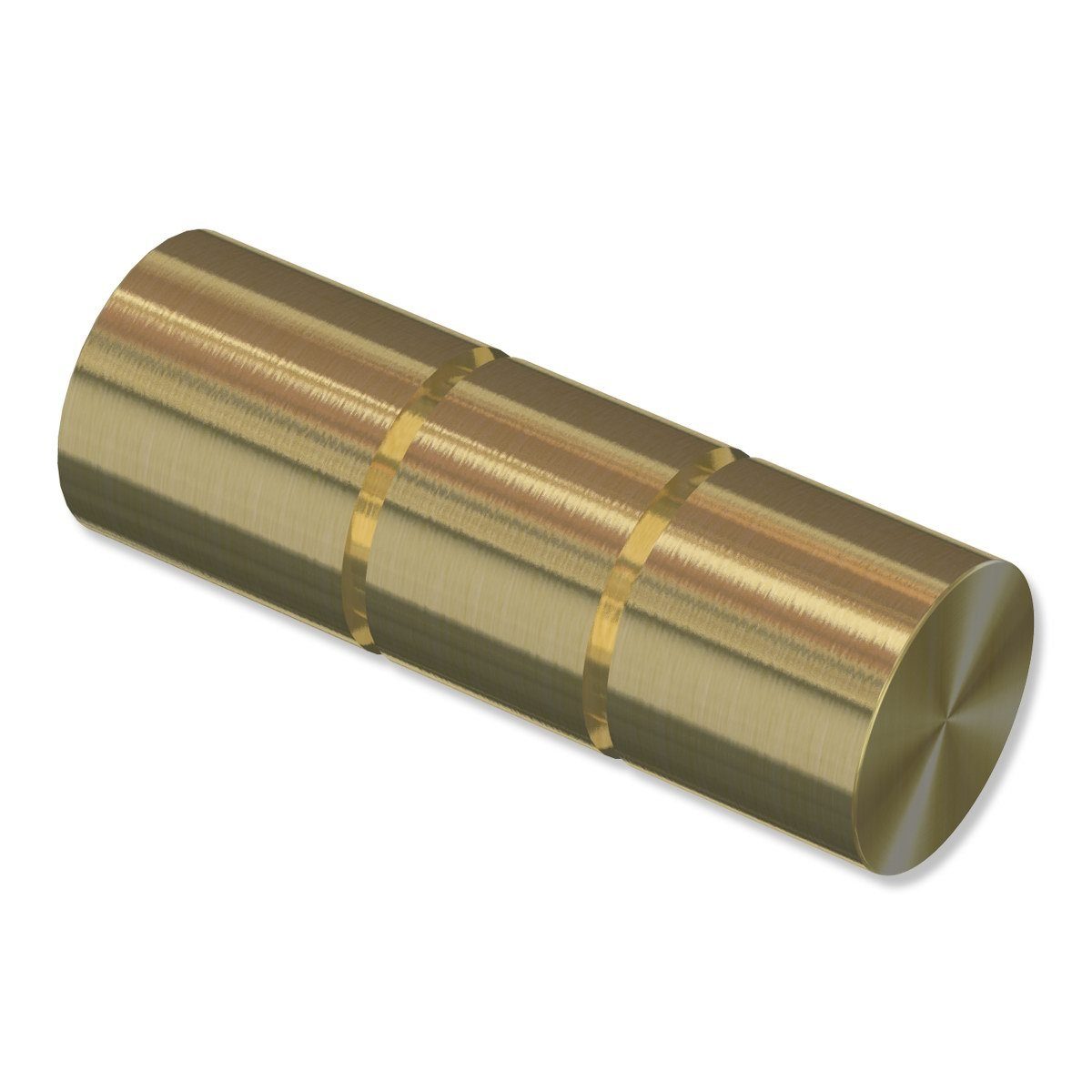 Gardinenstangen-Endstück Elanto (Rillenzylinder), INTERDECO, für 20 mm Ø, (Packung, Messing-Optik), 2 Stück