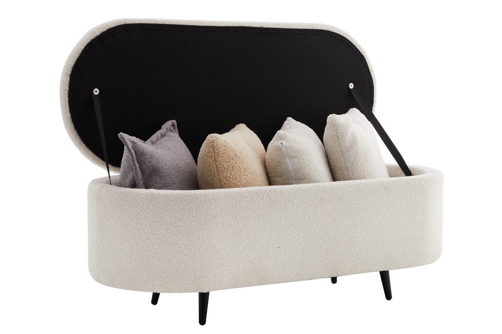 riess-ambiente Truhenbank VOGUE 110cm weiß / schwarz · Sitzbank mit Bouclé- günstig online kaufen