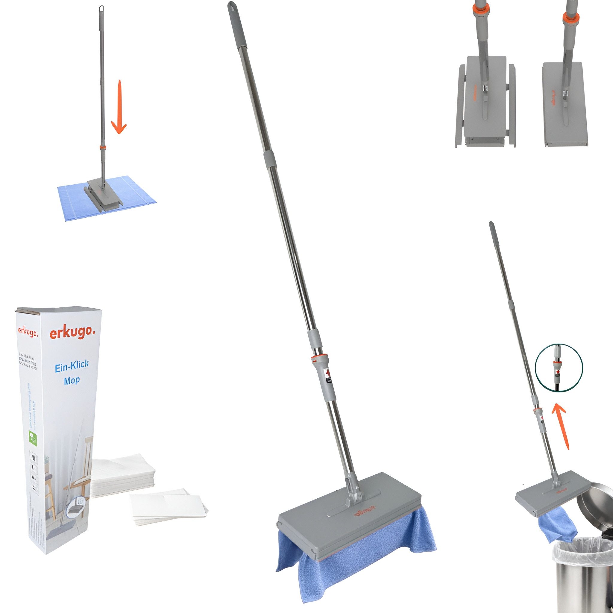 Wischmopp Freihändiger Flachwischer zur Bodenreinigung, One Klick / Hands Free