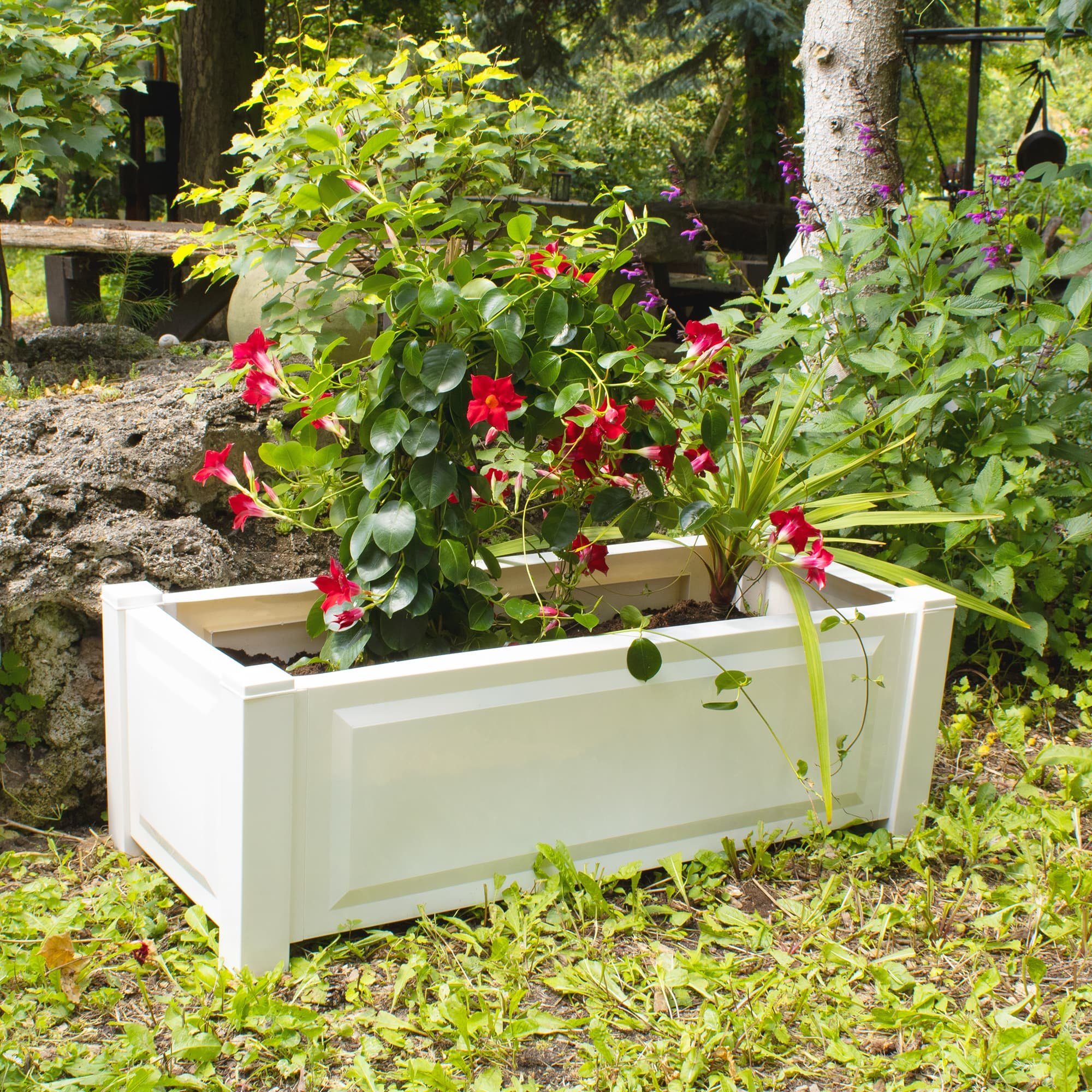 Steckmontage 100x43x41 St), wetterfestem Pflegeleicht, aus Kunststoff (1 Pflanzkasten Werkzeug Weiß - 110L Pflanzkübel NYVIGreen cm ohne Blumenkasten NYVI