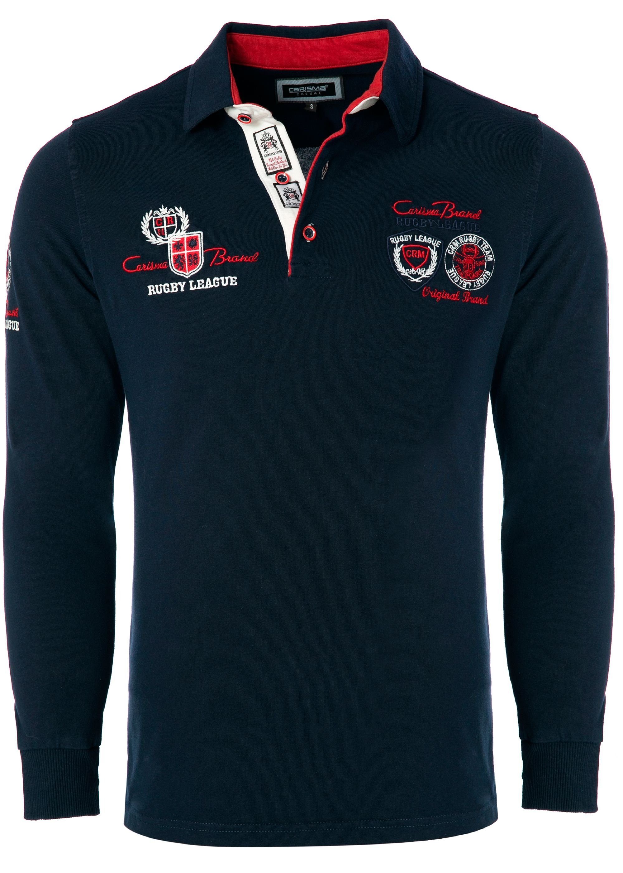 CARISMA Poloshirt mit Stickerei Rugby Team Navy | Poloshirts