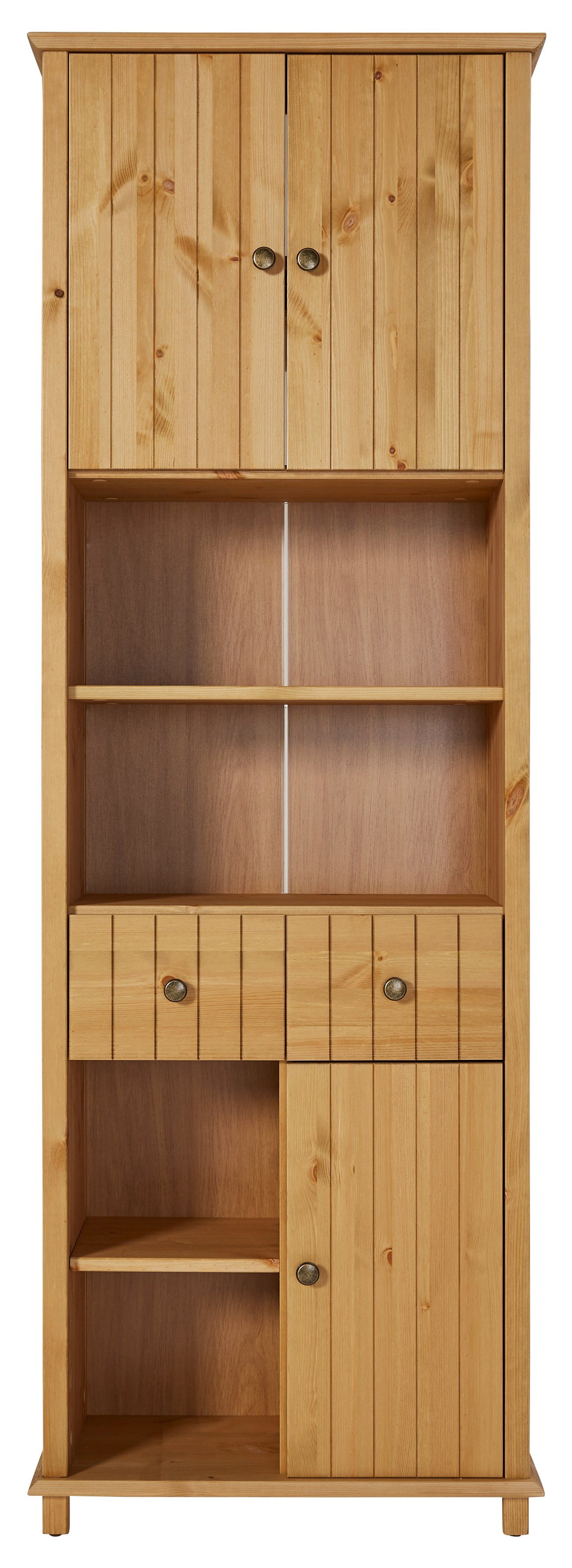Home affaire Hochschrank Vili Badezimmerschrank, Höhe 175 cm, 2 Schubladen, 3 Türen, aus Massivholz – Bild 4 von 5