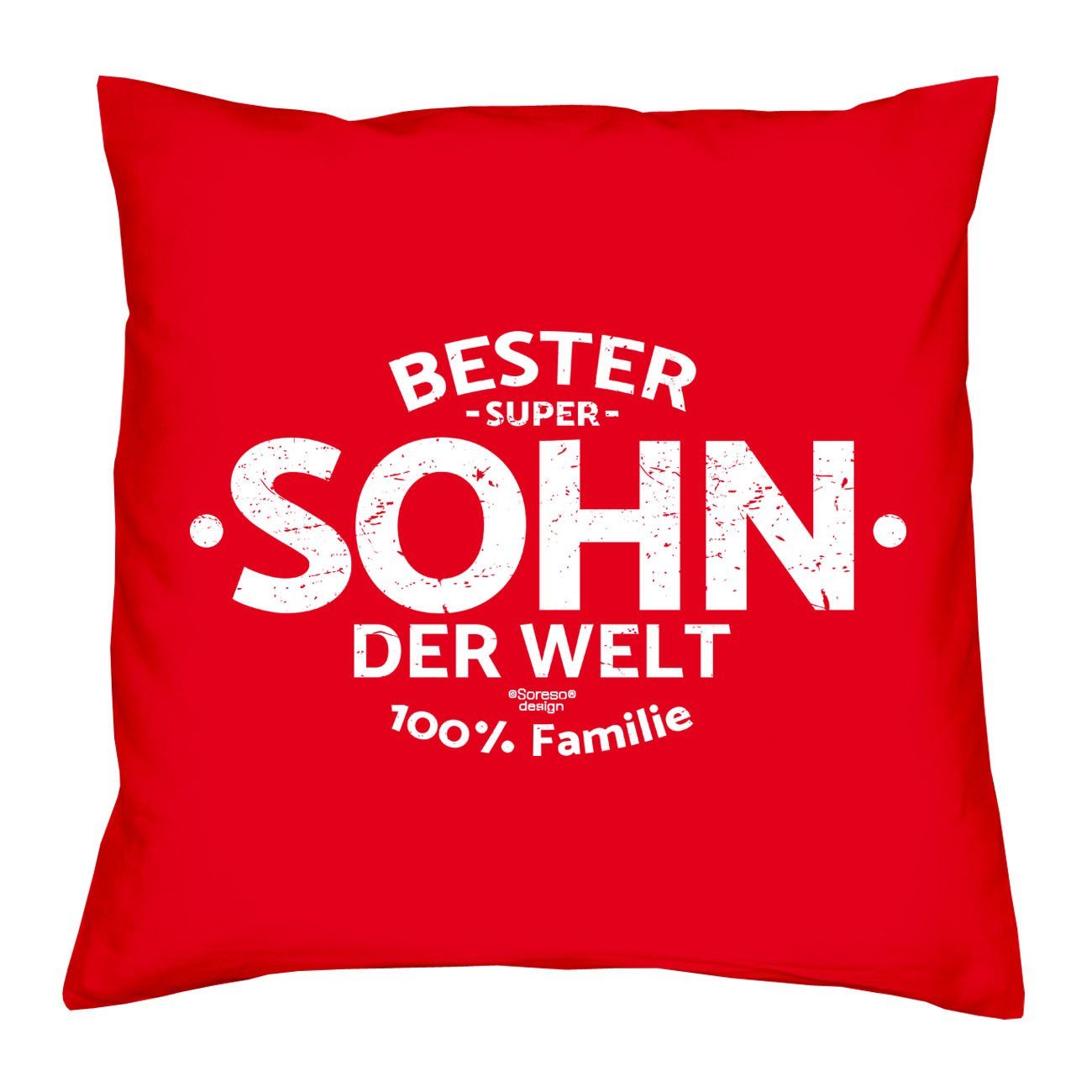 der Kissenbezug Soreso® Geschenk Kissen und Dekokissen Füllung, rot Welt Geburtstagsgeschenk Sohn Bester