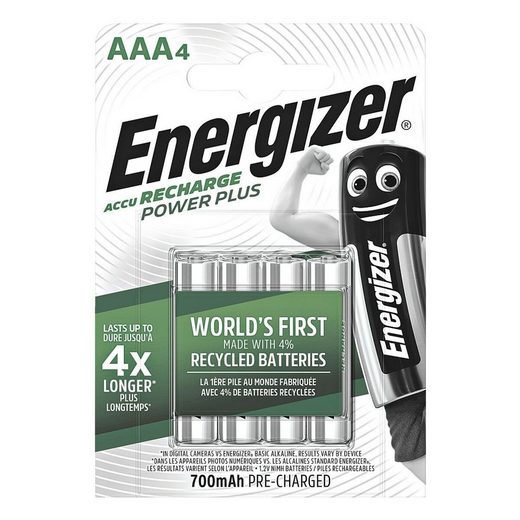 Energizer »Power Plus« Akku, (4 St), AAA, mehrere 1000x wiederaufladbar