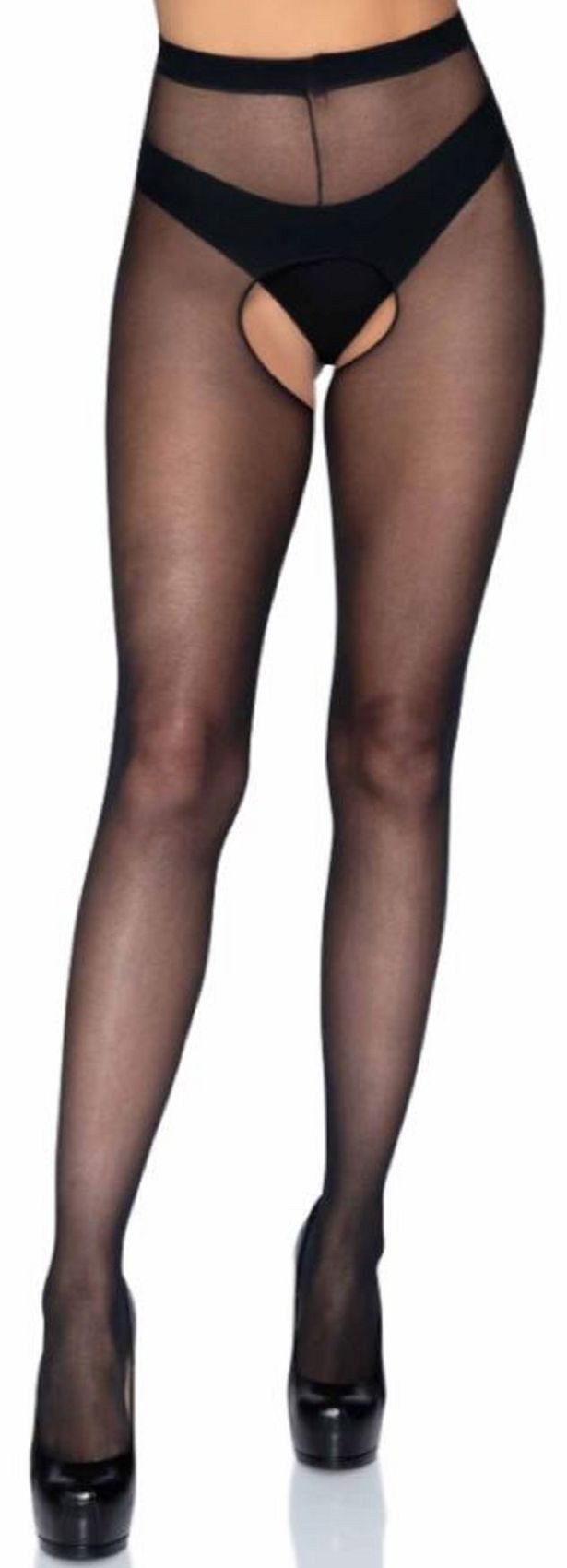 Leg Avenue Ouvert Strumpfhose Ouvert Strumpfhose offener Schritt schwarz transparent Gr. 36 bis 40 15 DEN