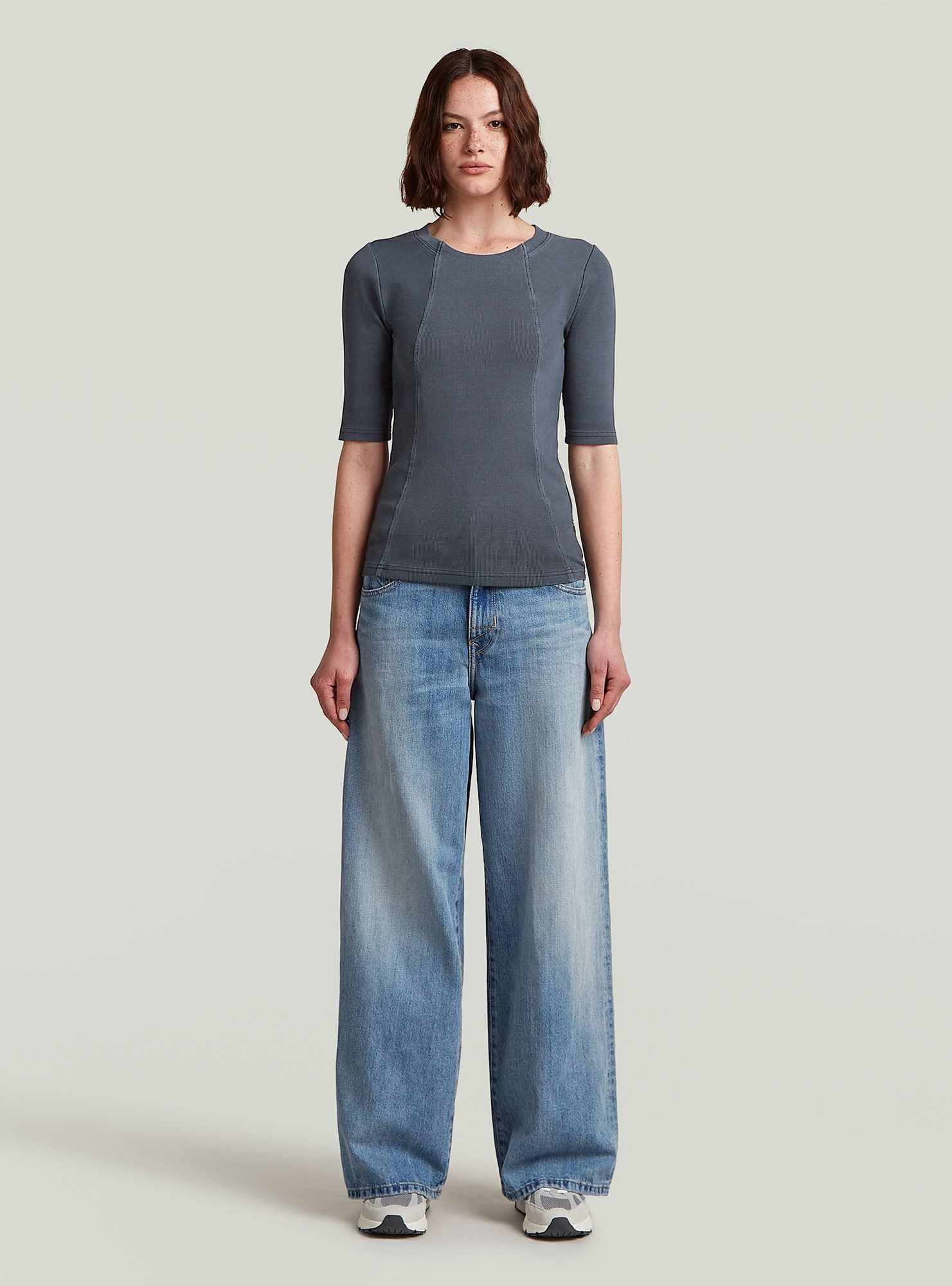 G-STAR T-Shirt Washed A-Line Slim Rib T-Shirt