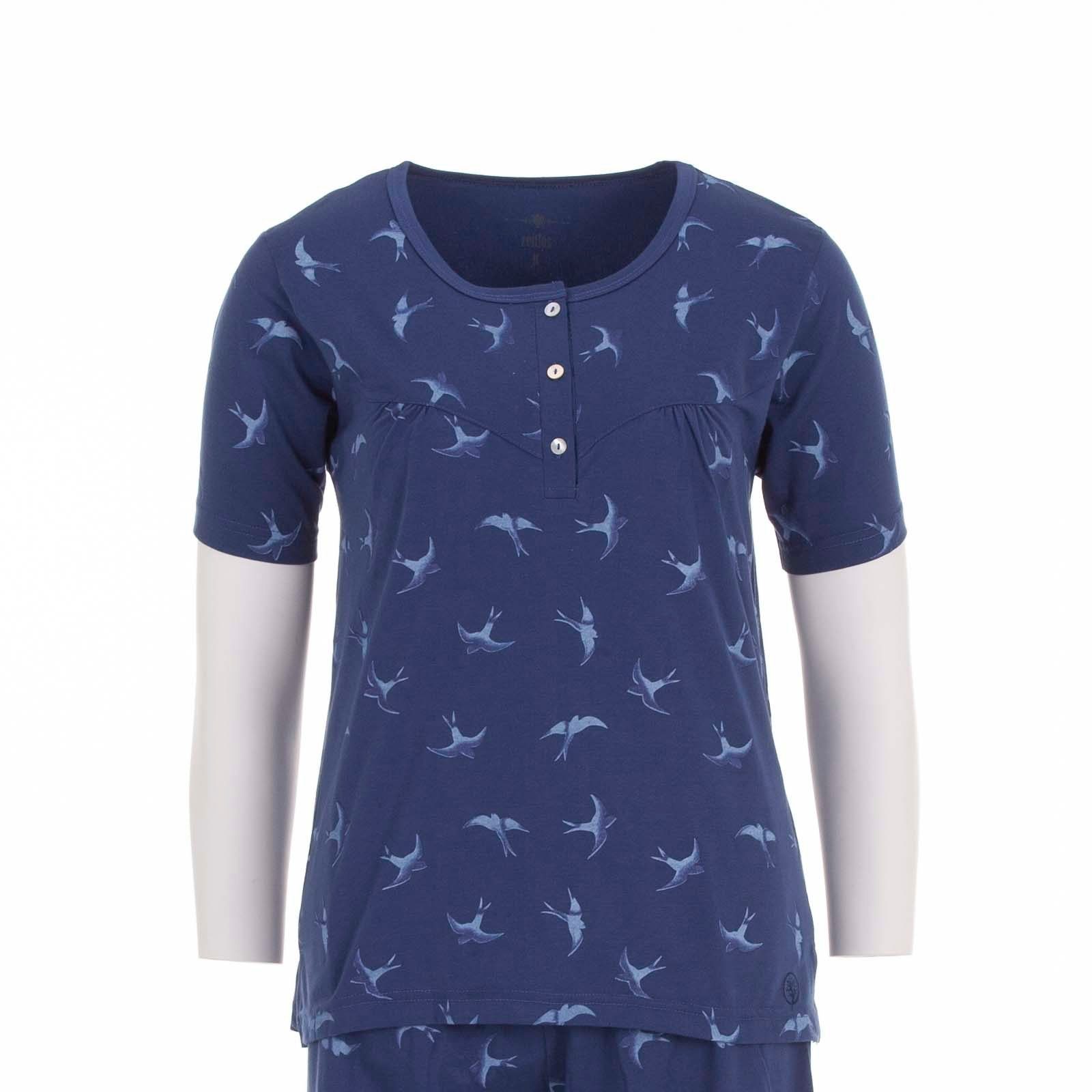Kurzarm Schlafanzug Pyjama Set zeitlos blau Schwalbe -