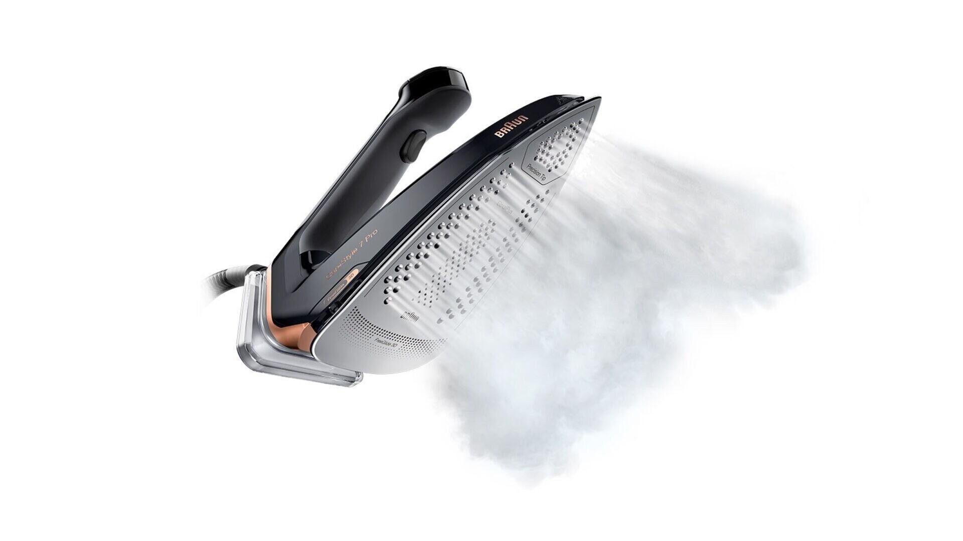 Braun Dampfbügelstation CareStyle 7 Pro IS7286 BK, 2000,00 ml Wassertank, Weltweit erste FreeGlide 3D Bügelsohle