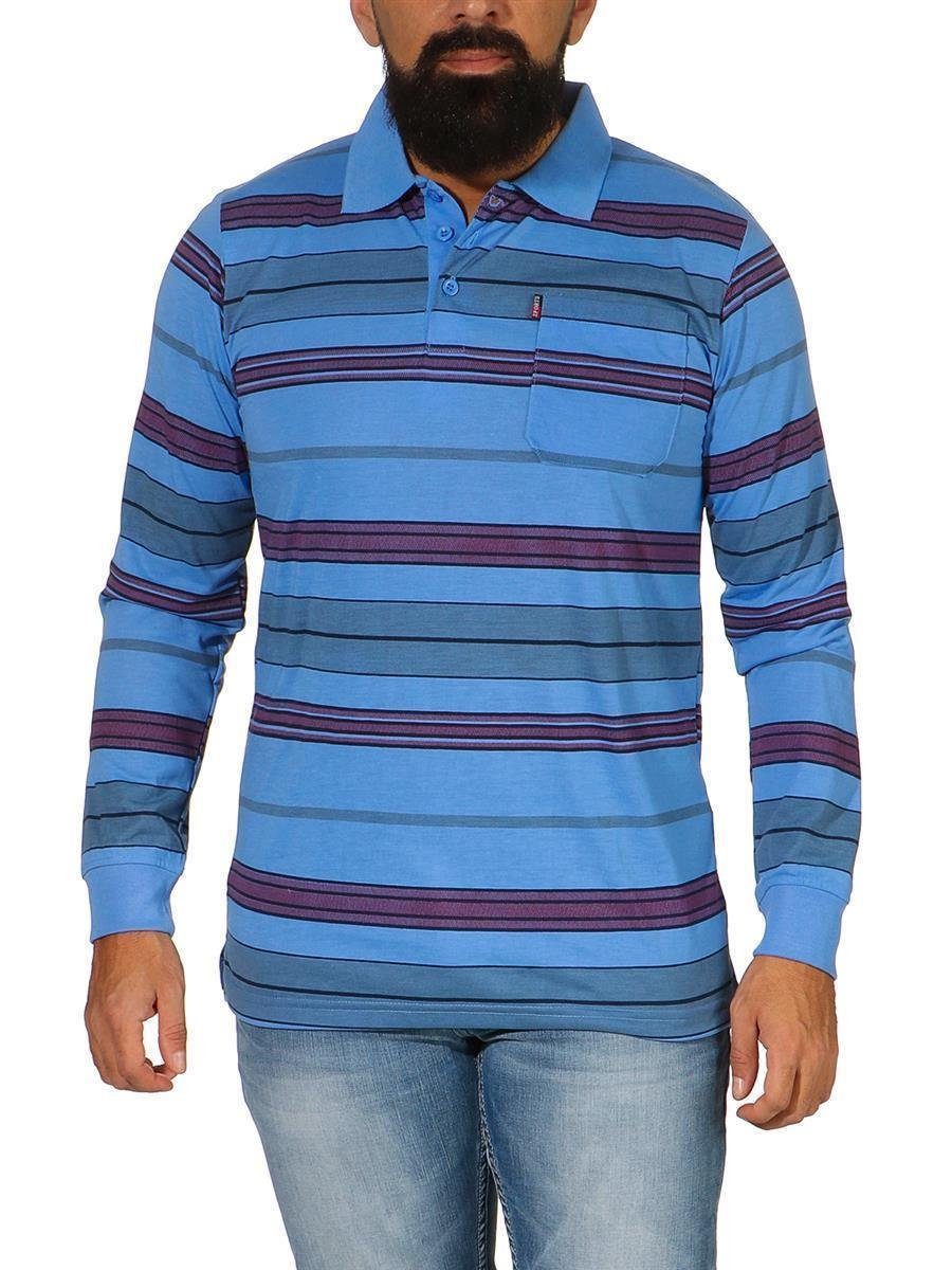 Poloshirt Polo Shirt Hellblau (1-tlg) L EloModa M Herren Longsleeve Gr. mit Brusttaschen 2XL Langarm XL
