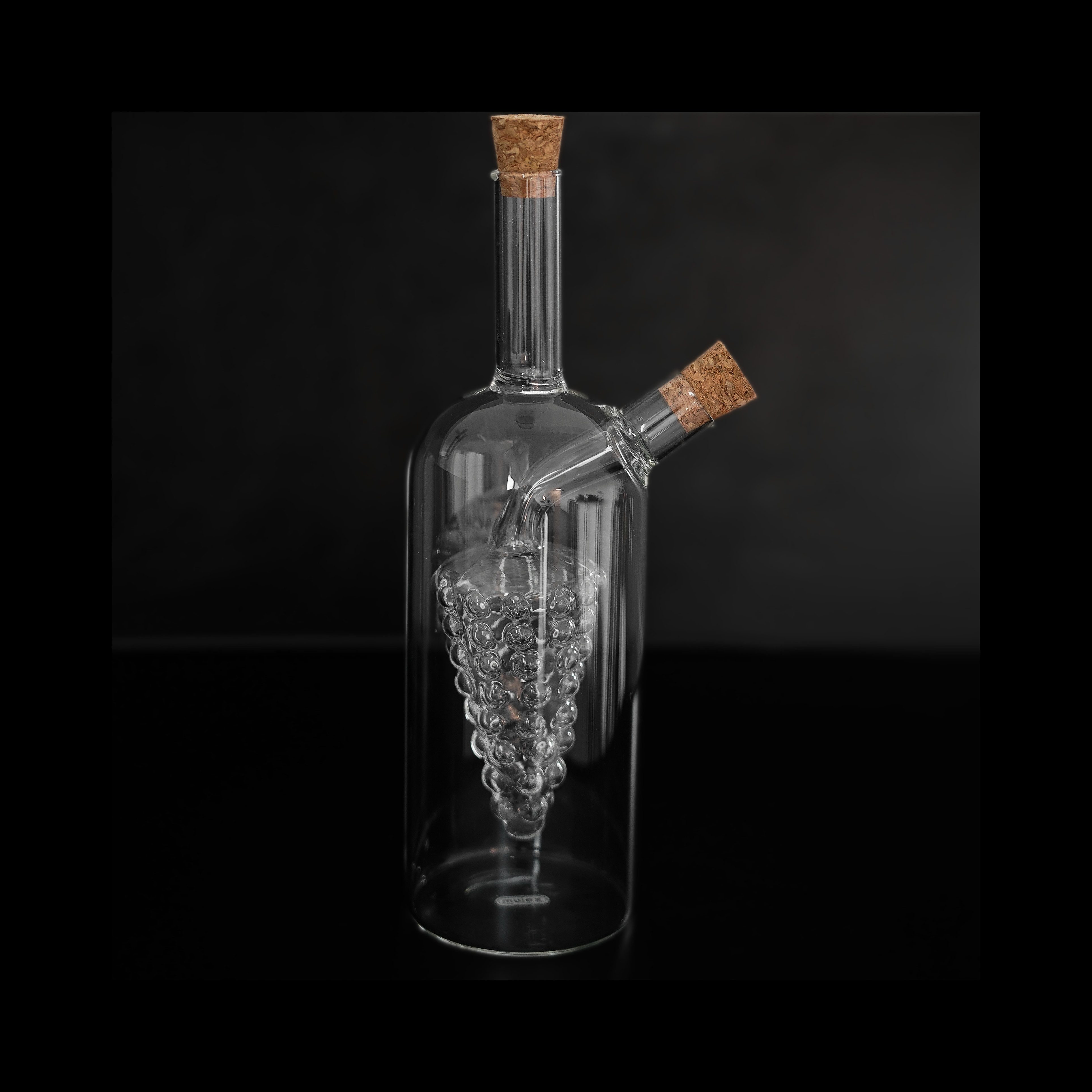 Mulex Ölspender Öl- & Essigspender aus Glas 2-in-1 mit Kork, 300 ml + 50 ml, (1-tlg) – Bild 4 von 5