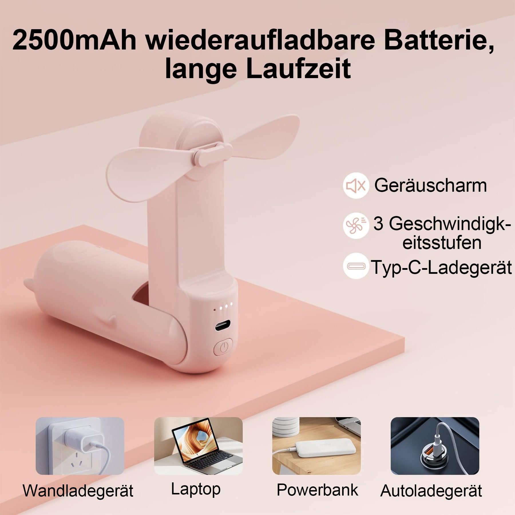Senmudi Mini USB-Ventilator Mini Handventilator 3 günstig online kaufen