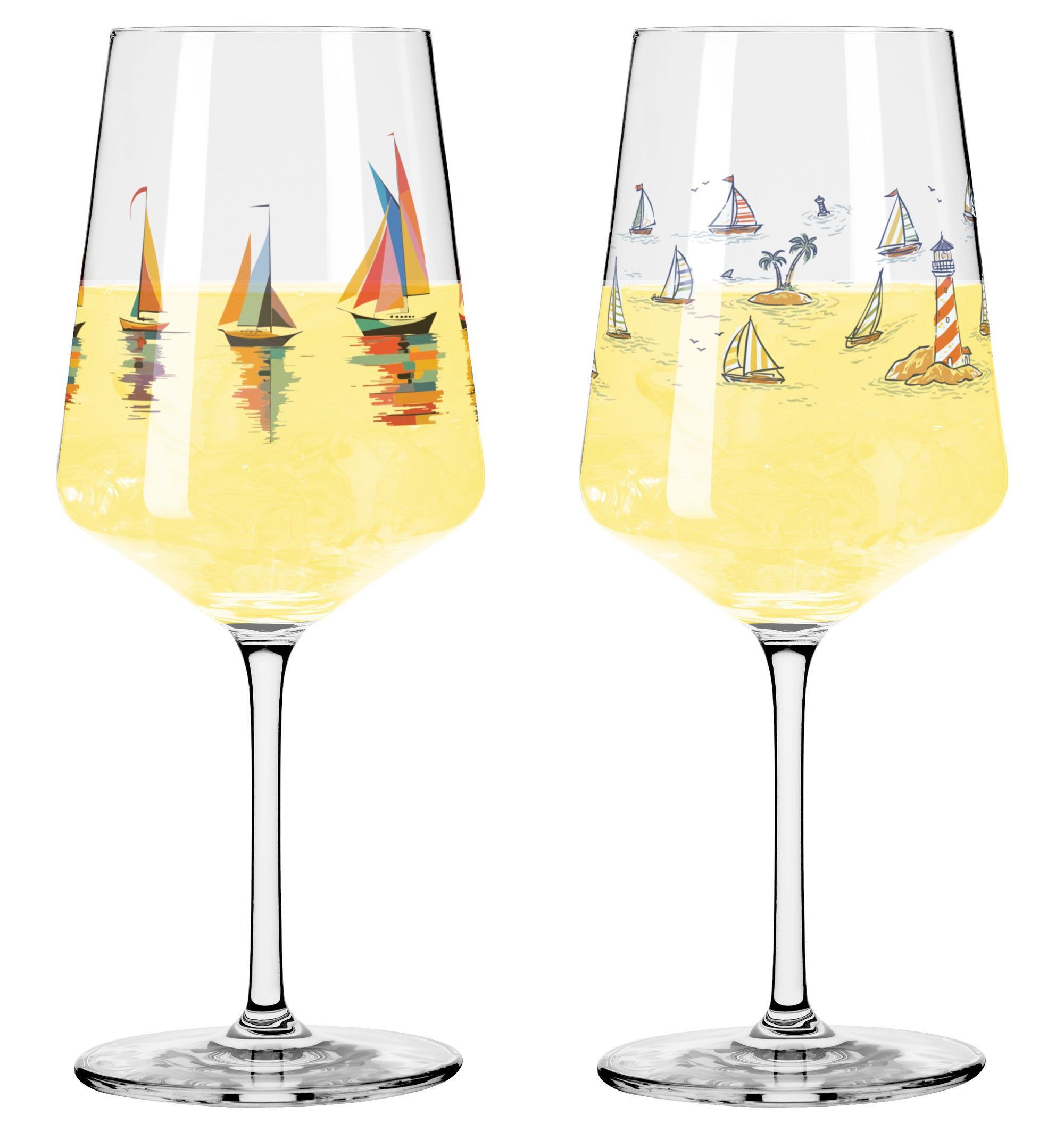 Dekomiro 2er Set Ritzenhoff Cocktailglas Entdecker Segeln mit Dekomiro Glastuch, 2-tlg., Glas