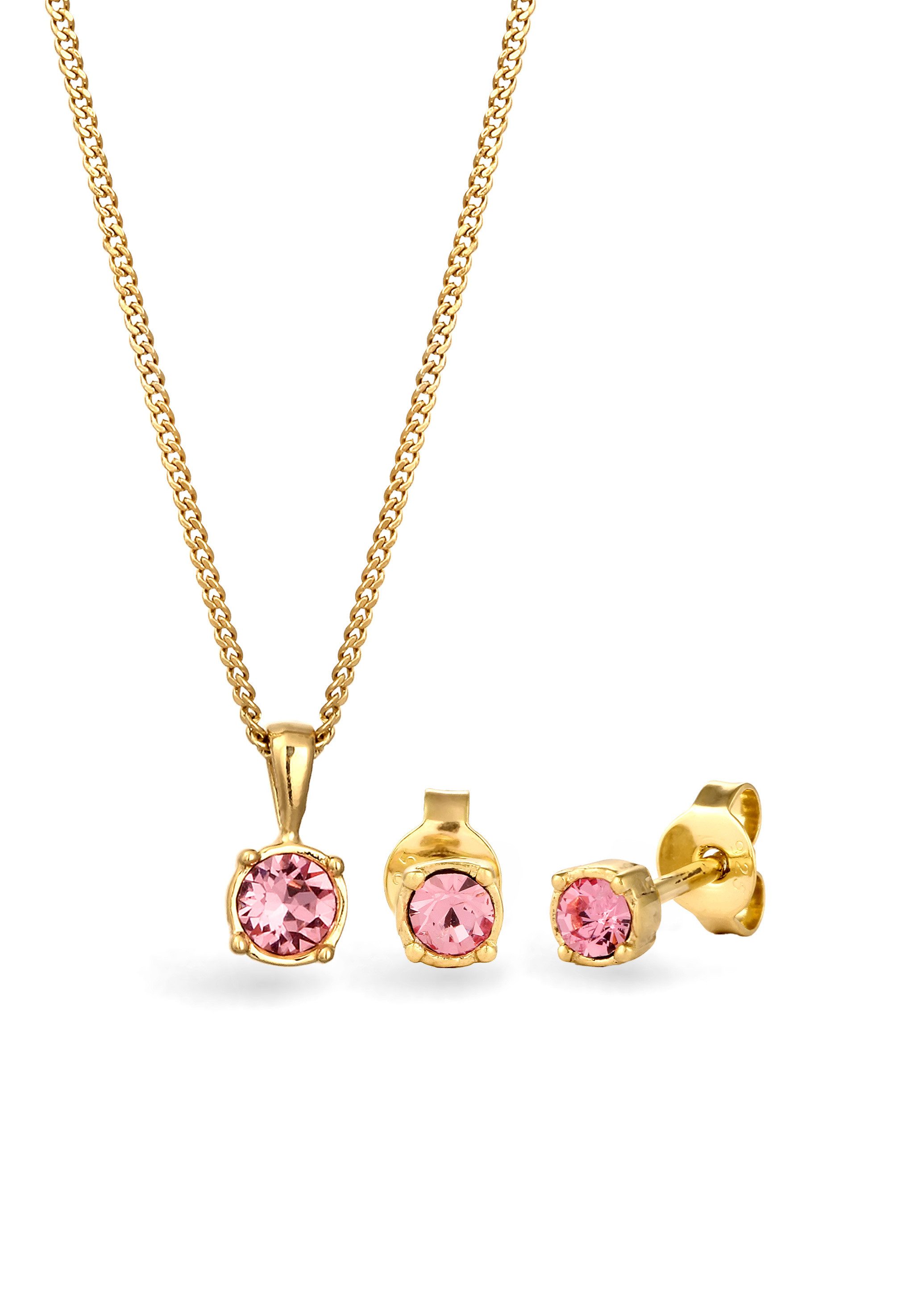 Elli Schmuckset Glas Kristalle Rose 925 Sterling Silber günstig online kaufen