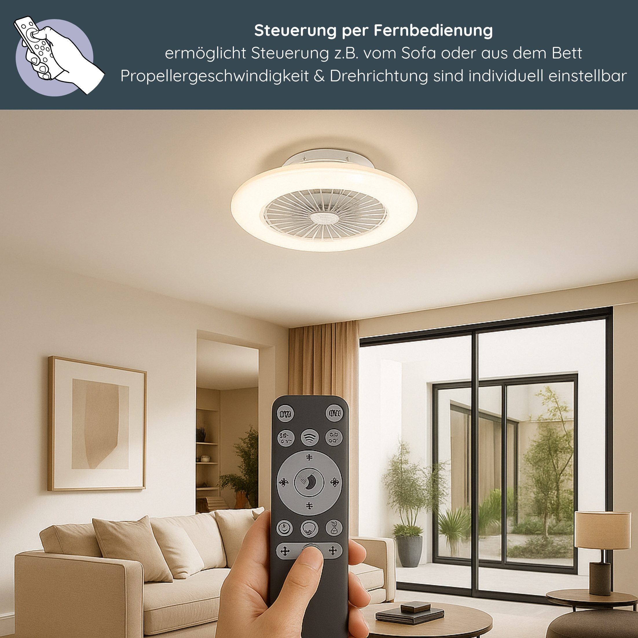 MeLiTec Deckenventilator Deckenleuchte mit Ventilator DV05, geräuscharm günstig online kaufen