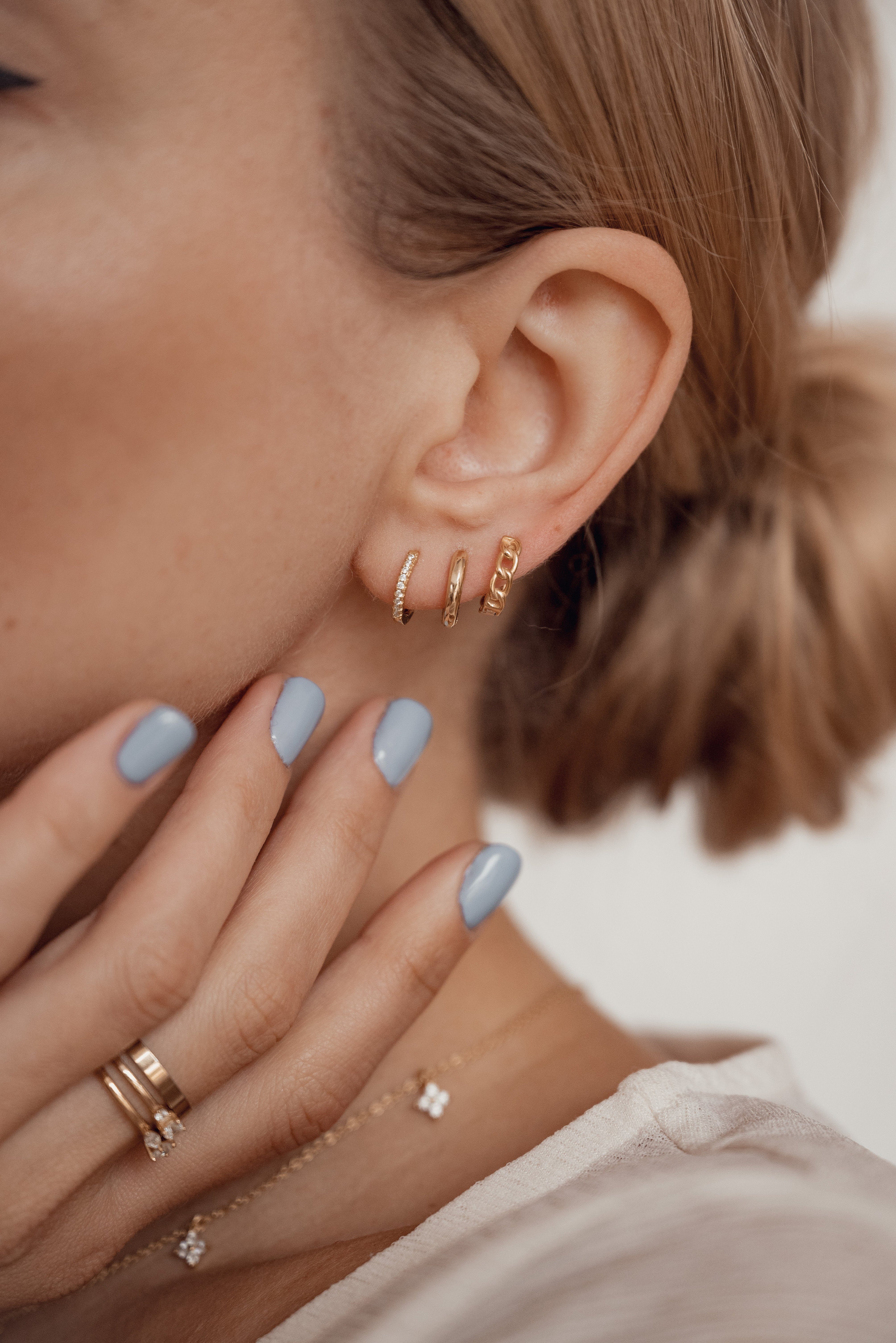 Hey Happiness Creolen-Set Layer Glieder geflochten, Basic Ohrringe rund Kri günstig online kaufen