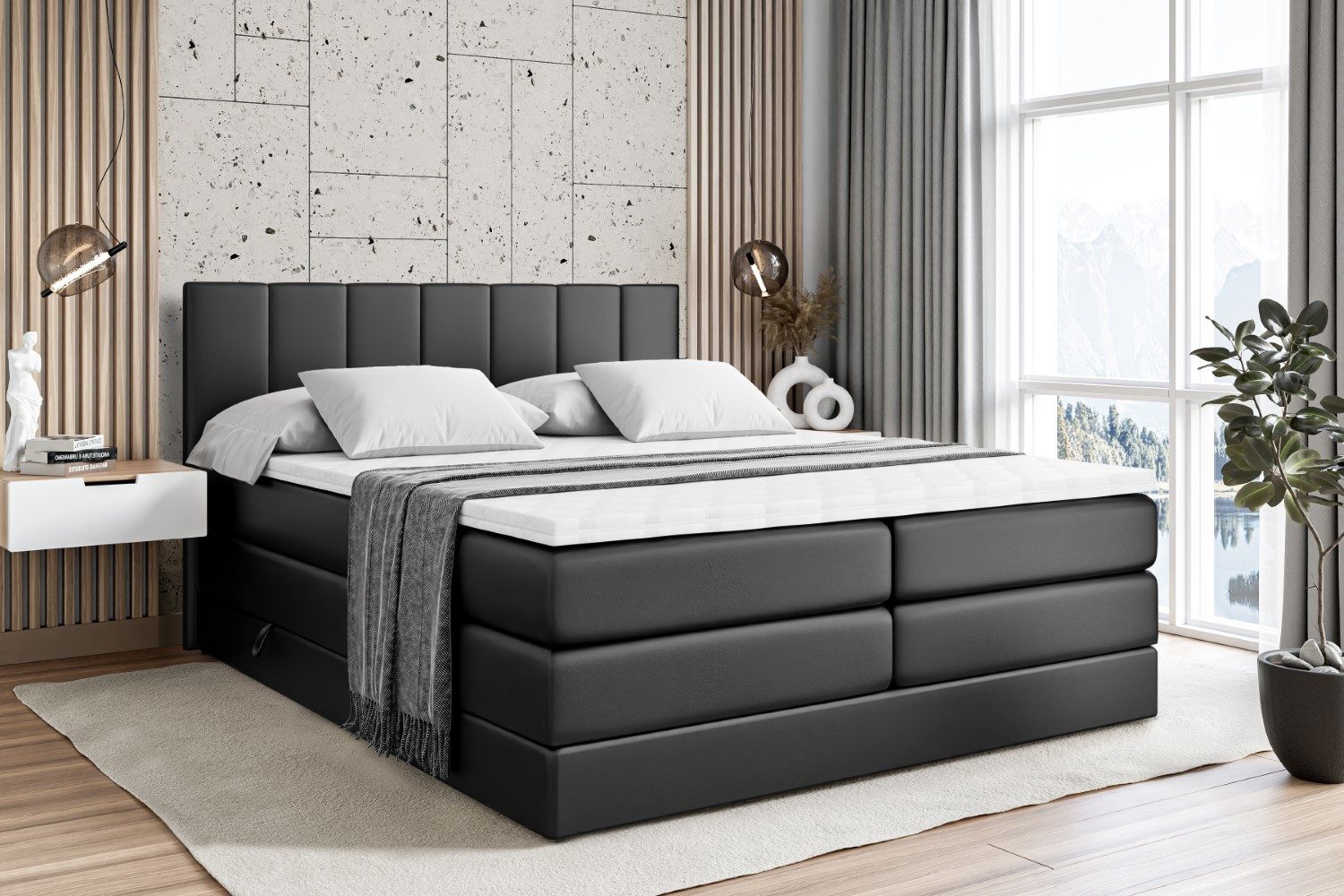 ALTDECOR Boxspringbett MOETI KING (Multipocket-Matratze H4, H3 Matratze Bonellfederung, Topper, Kopfteil)